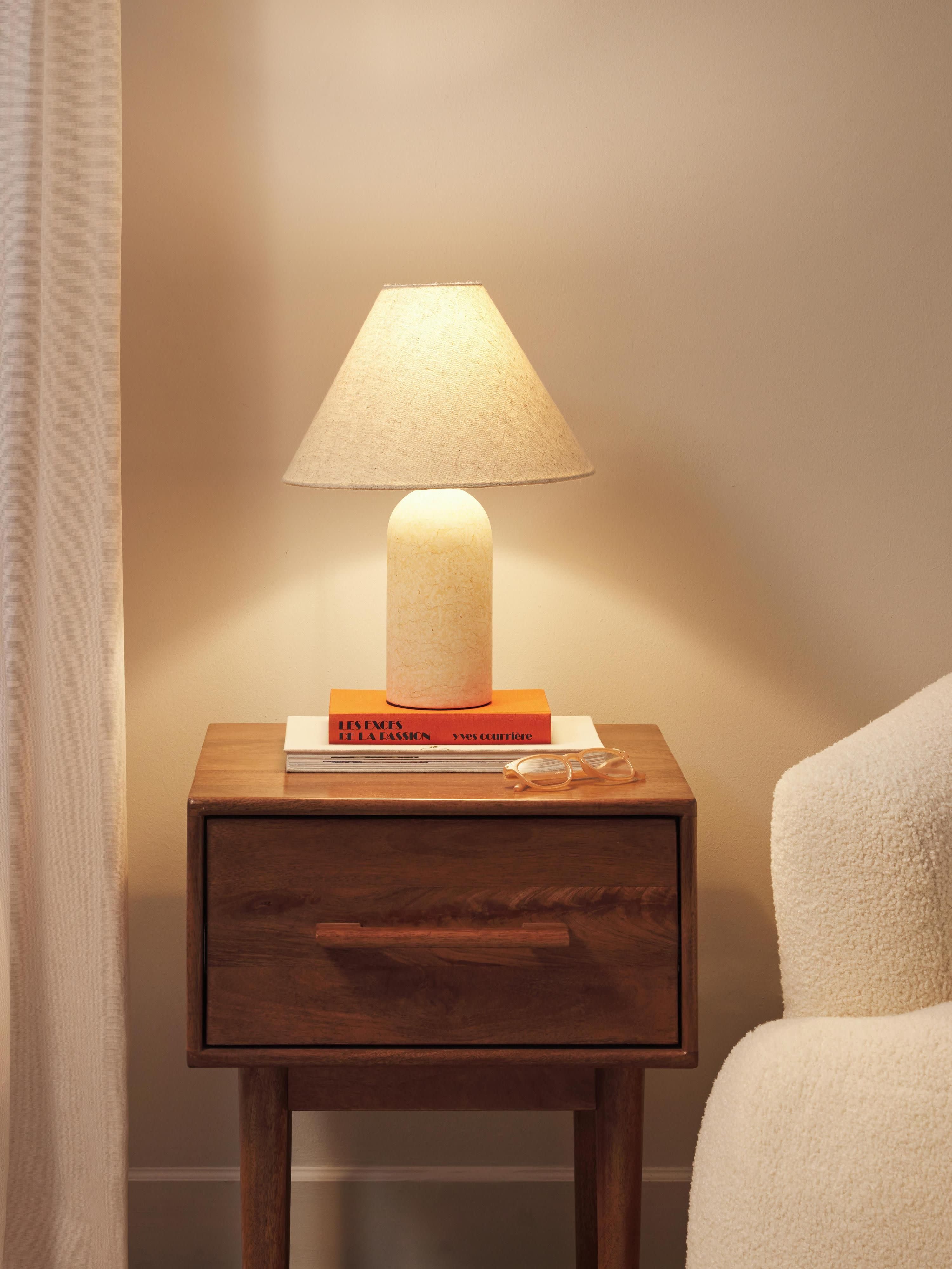 Lampe à poser avec pied en marbre Baldvin - Beige, marbré