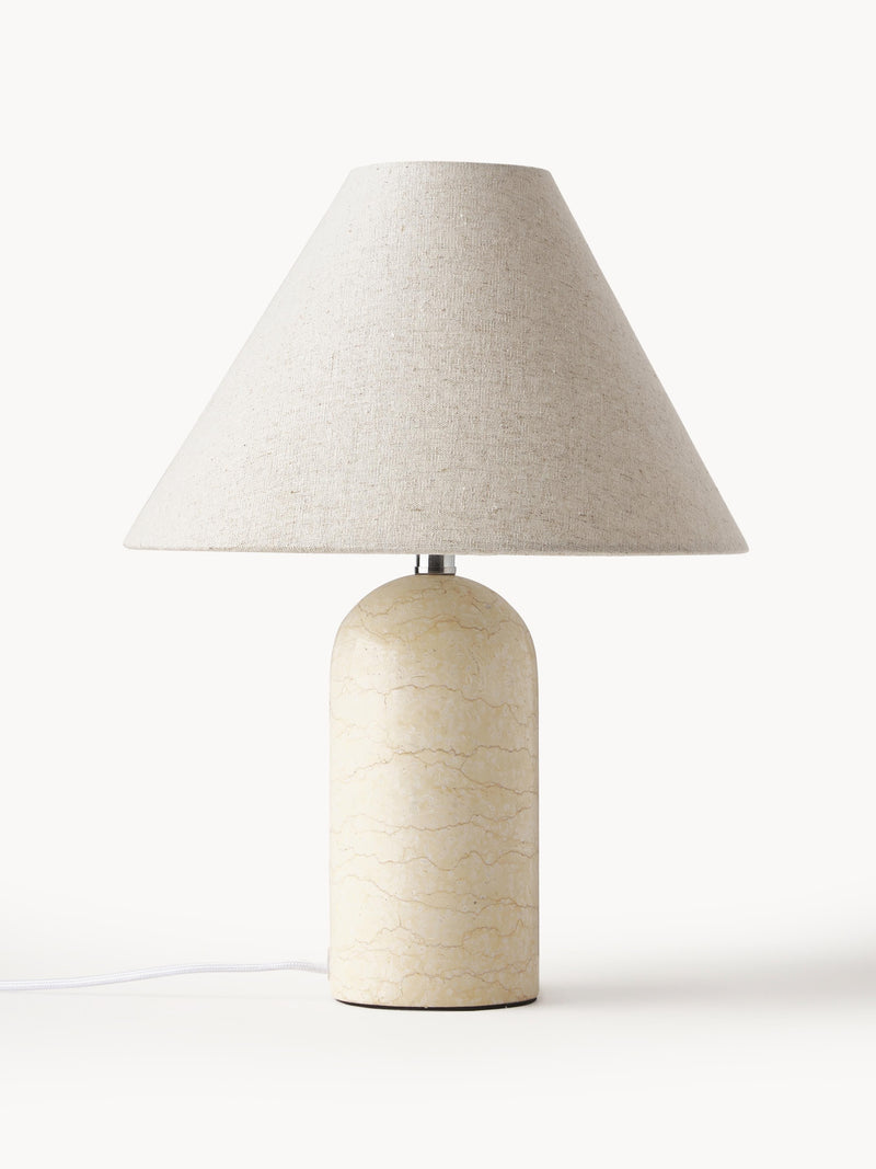 Lampe à poser avec pied en marbre Baldvin - Beige, marbré