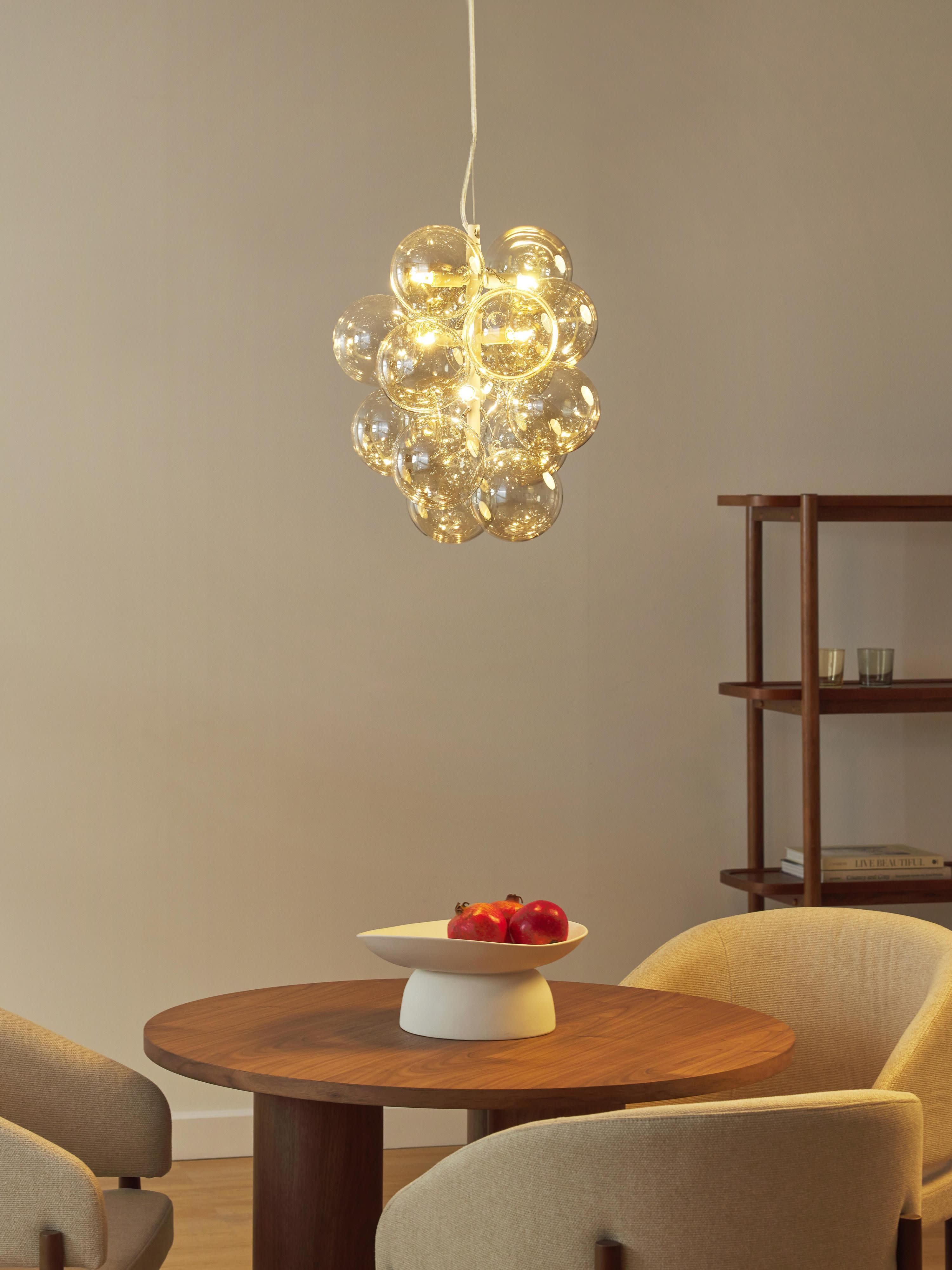 Suspension grappe design en verre Pearce - Doré