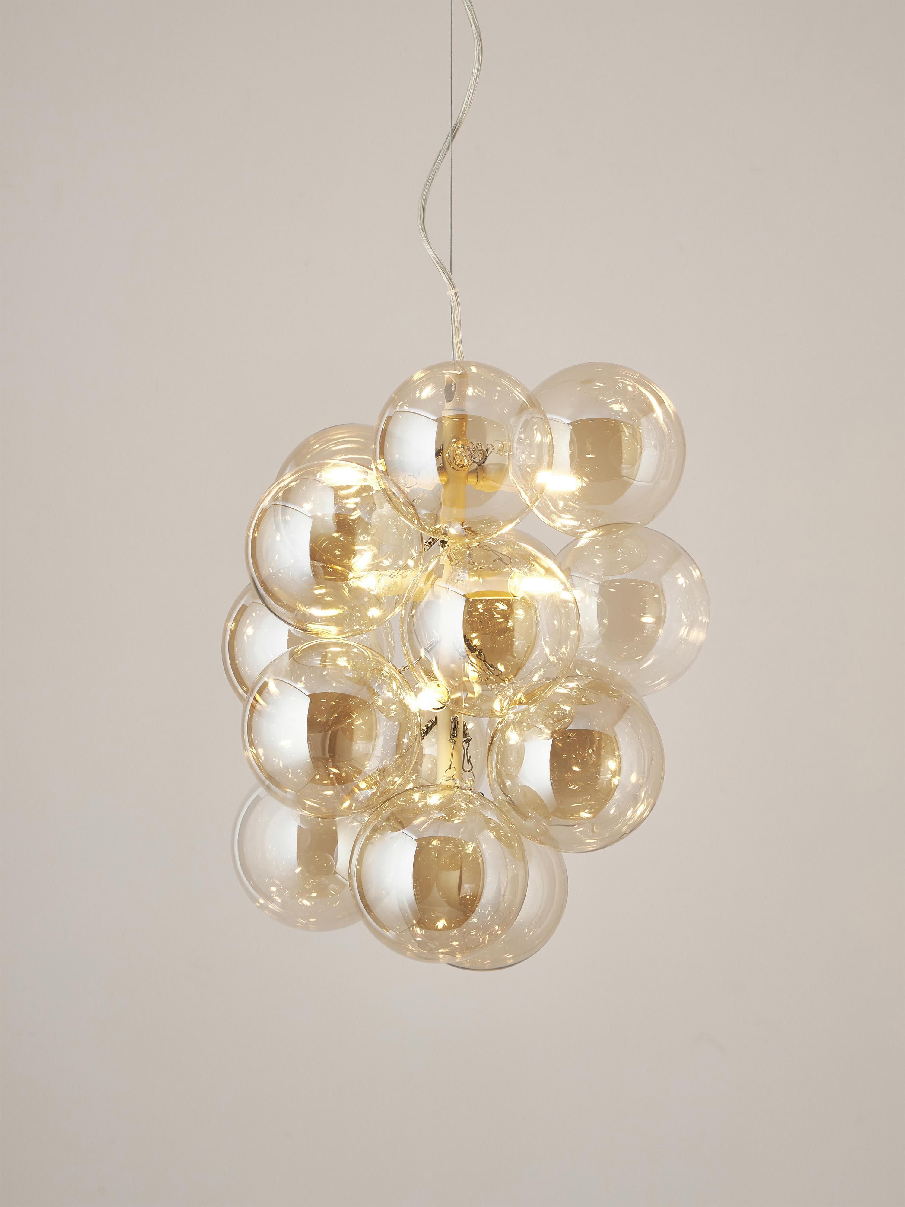 Suspension grappe design en verre Pearce - Doré