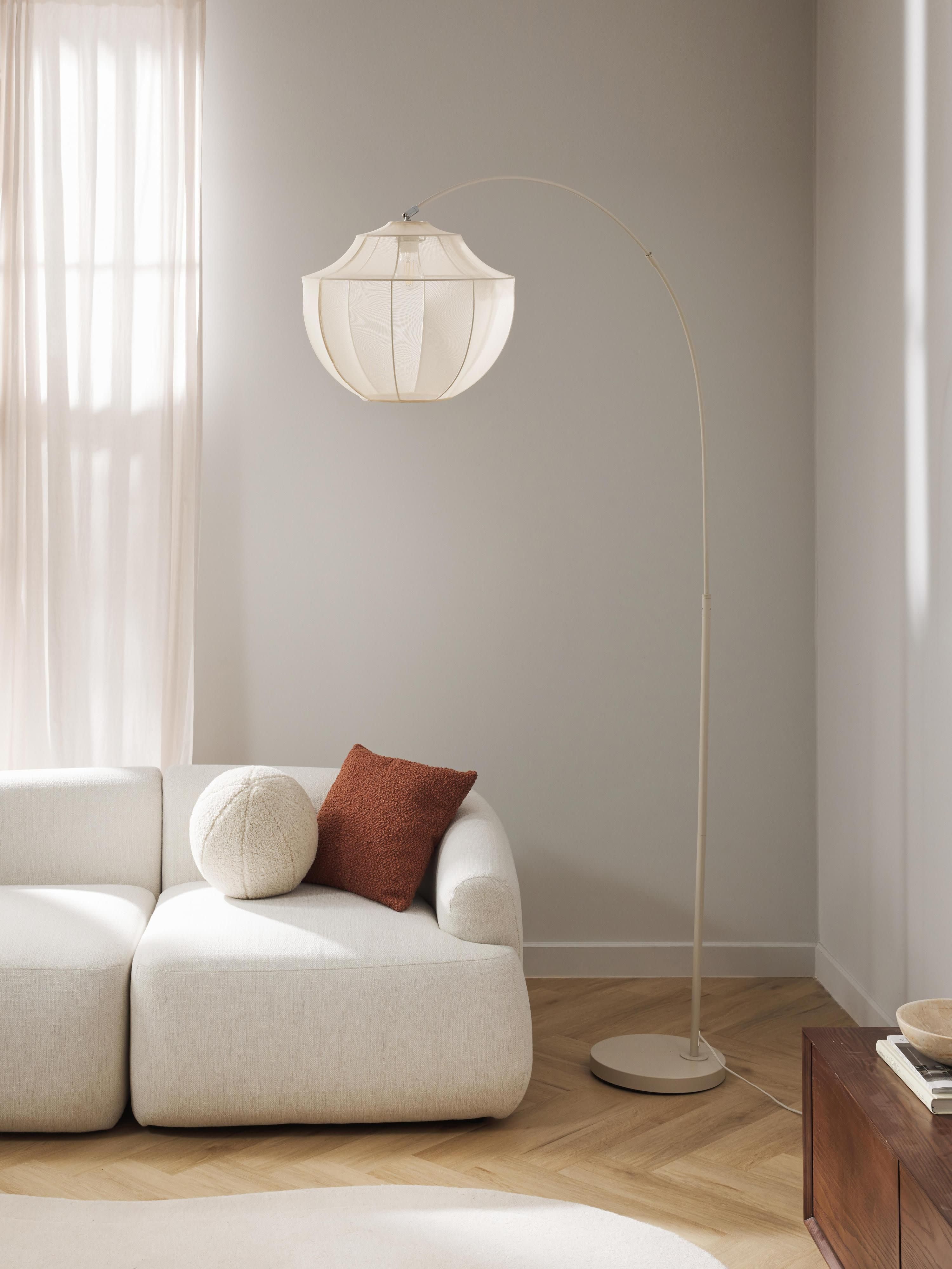Grand lampadaire arc en tulle Paavo - Beige clair