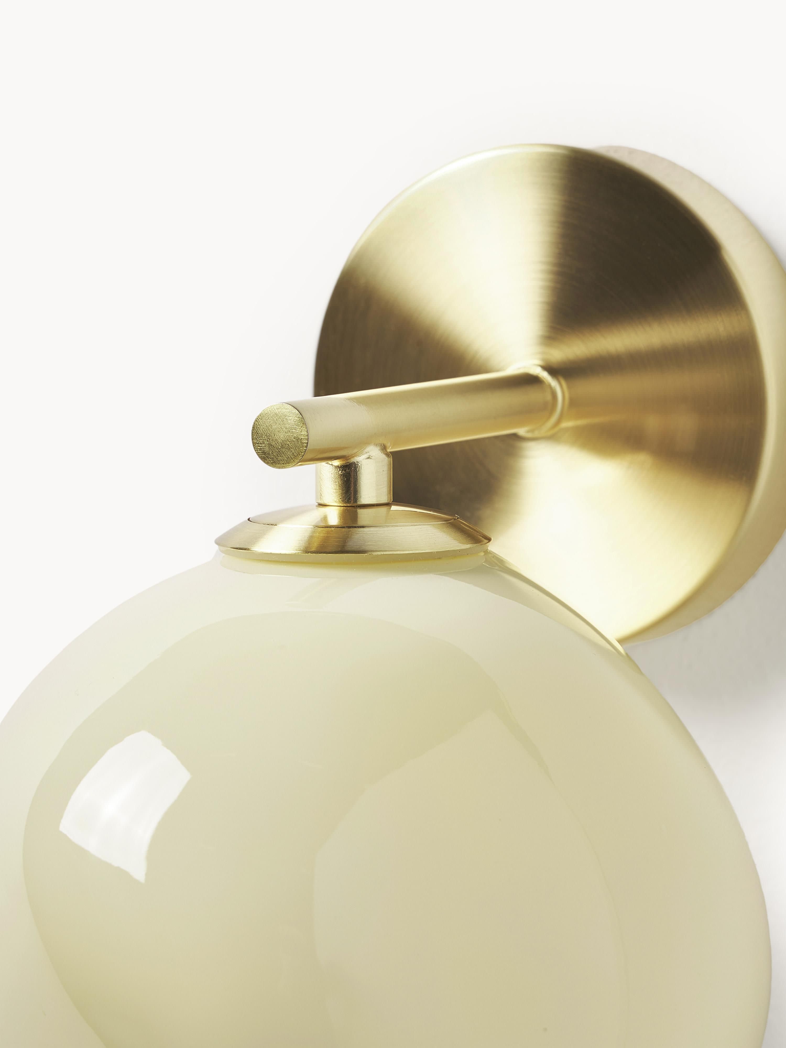 Applique mural en verre opalescent Noir - Blanc crème, doré