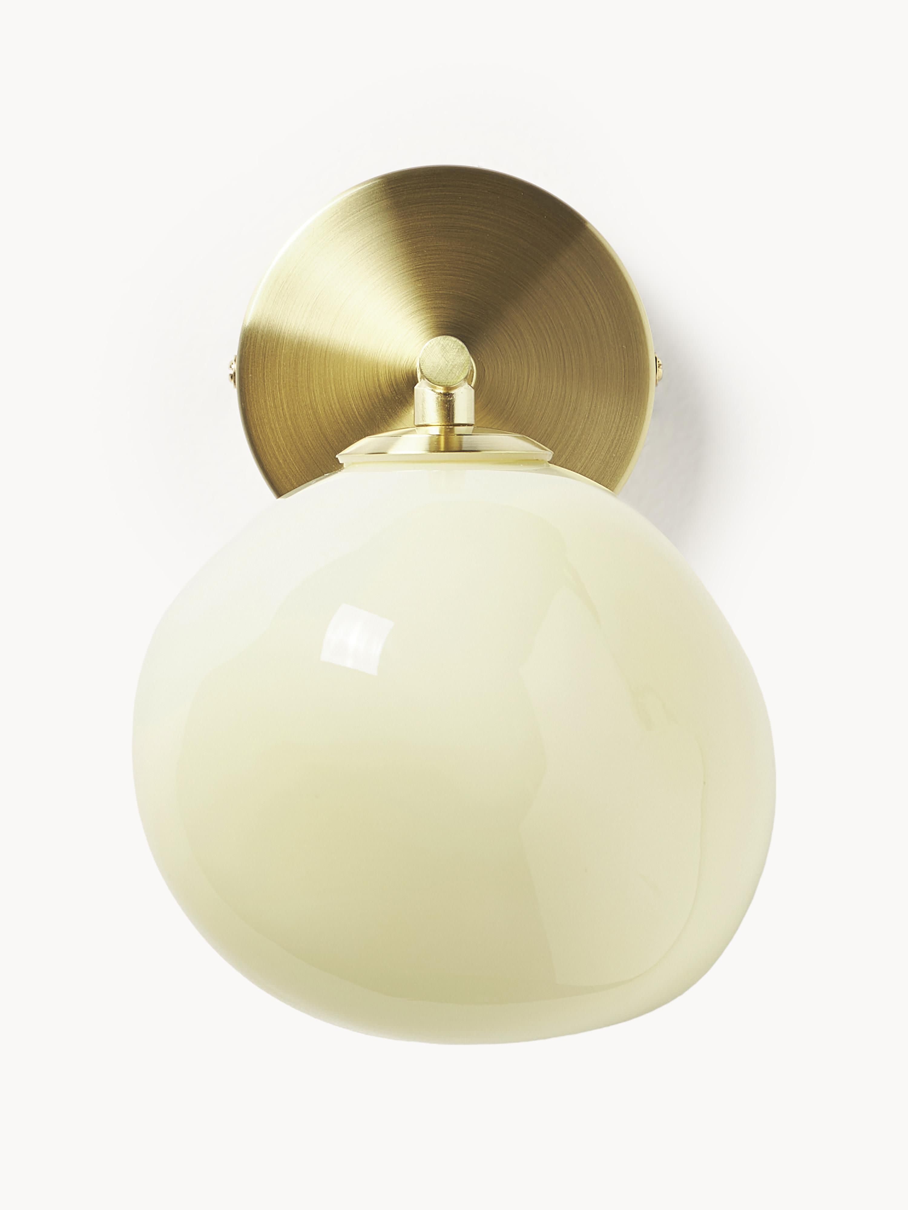 Applique mural en verre opalescent Noir - Blanc crème, doré