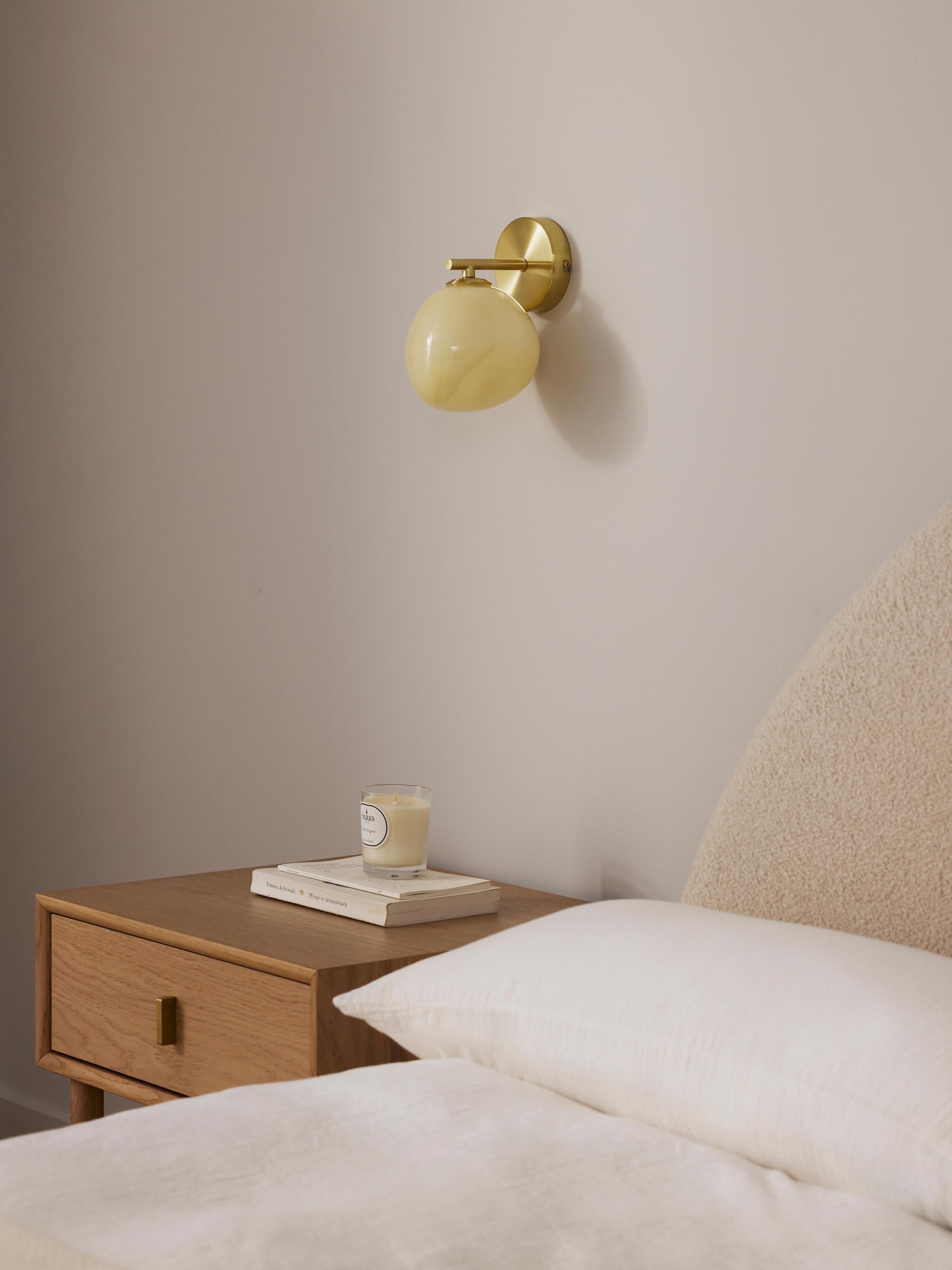 Applique mural en verre opalescent Noir - Blanc crème, doré