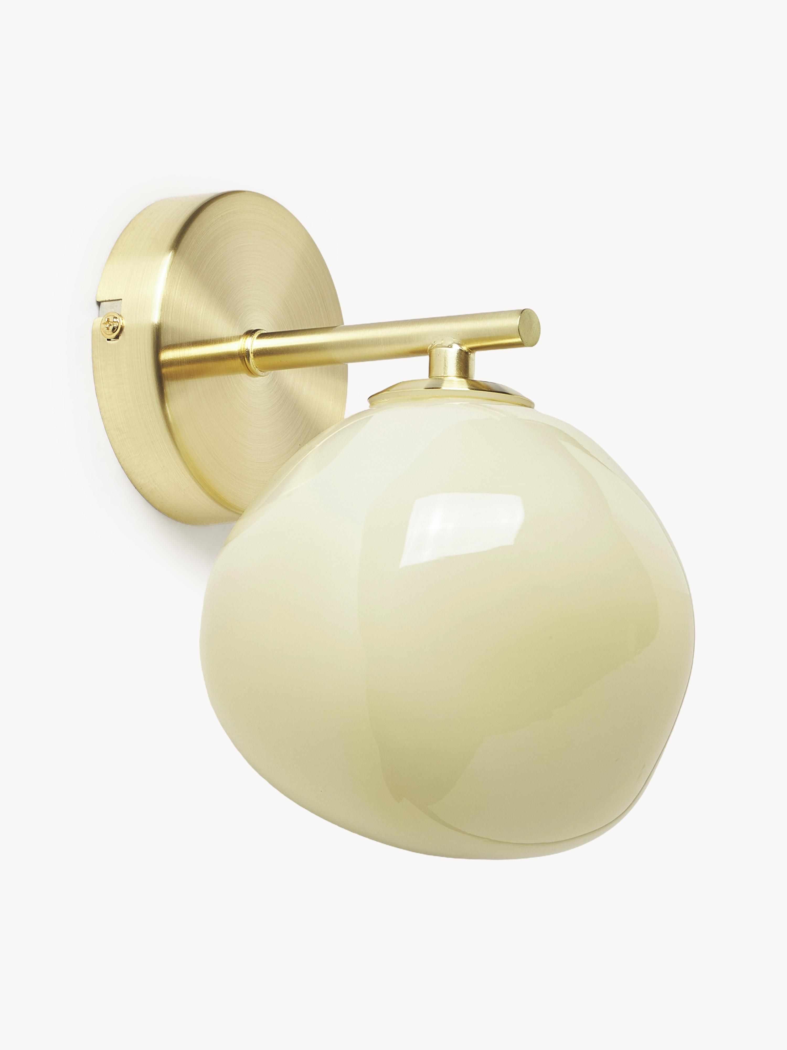 Applique mural en verre opalescent Noir - Blanc crème, doré