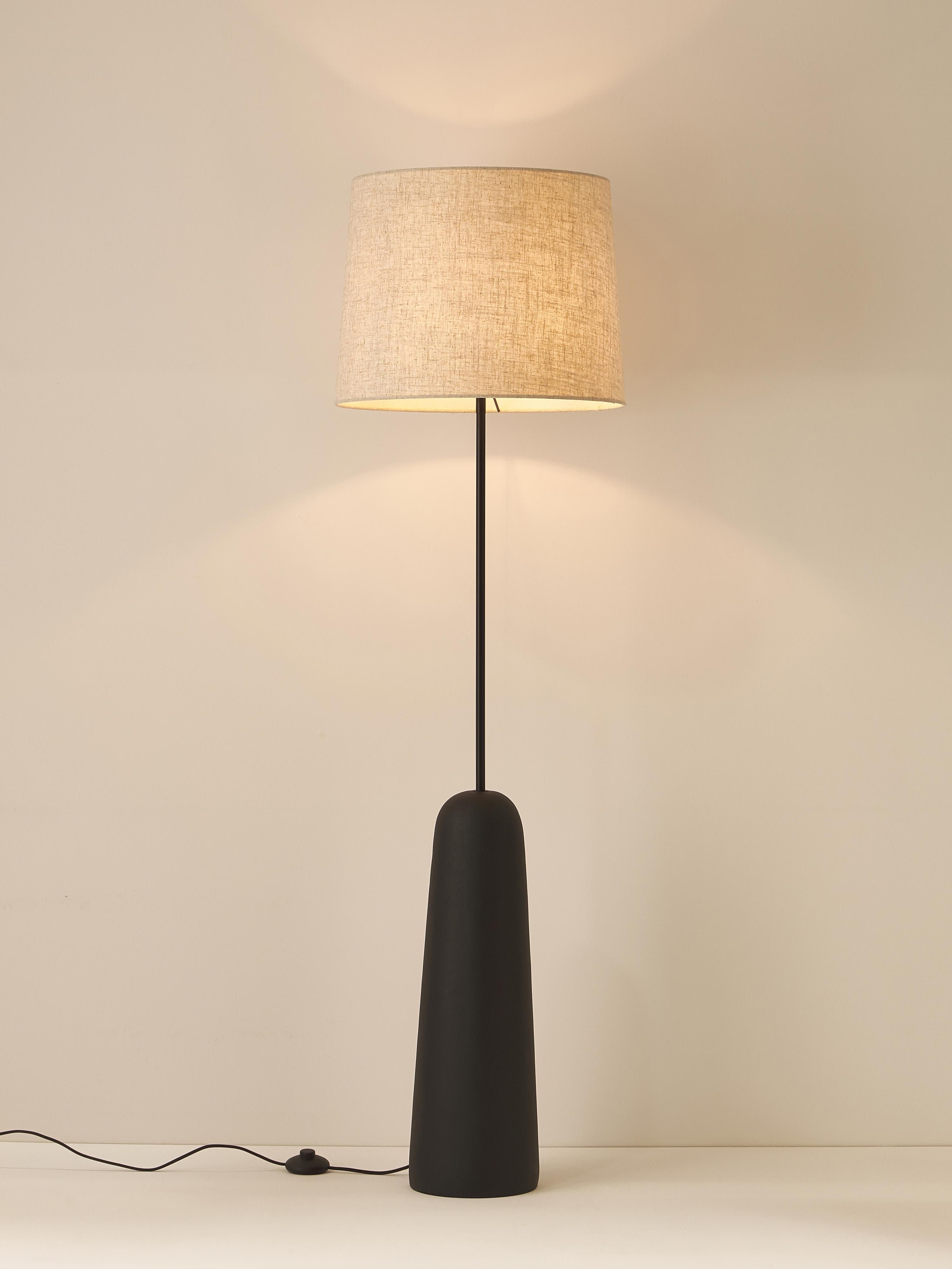 Lampadaire avec pied en béton Braxton - Anthracite, blanc crème
