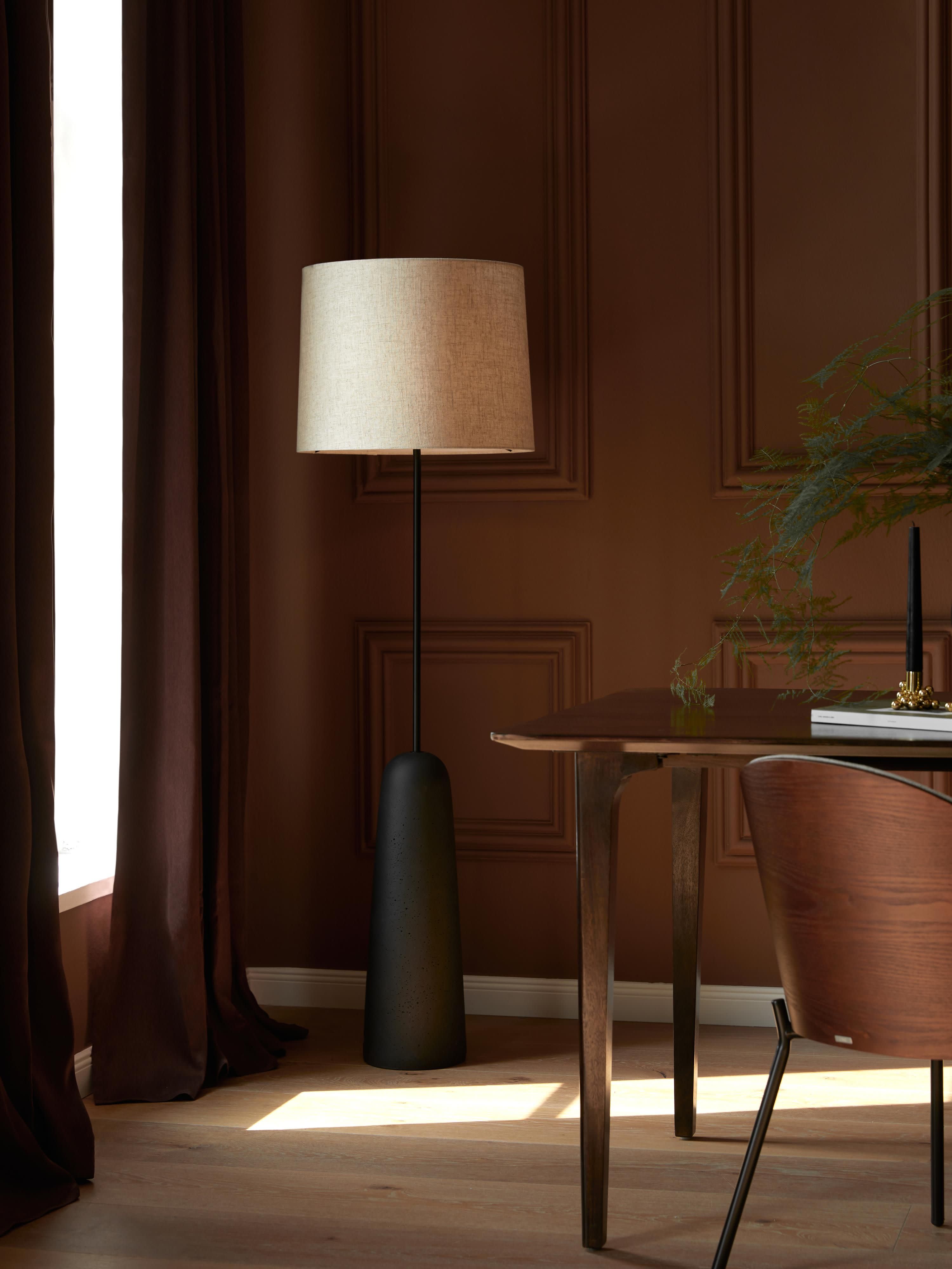 Lampadaire avec pied en béton Braxton - Anthracite, blanc crème