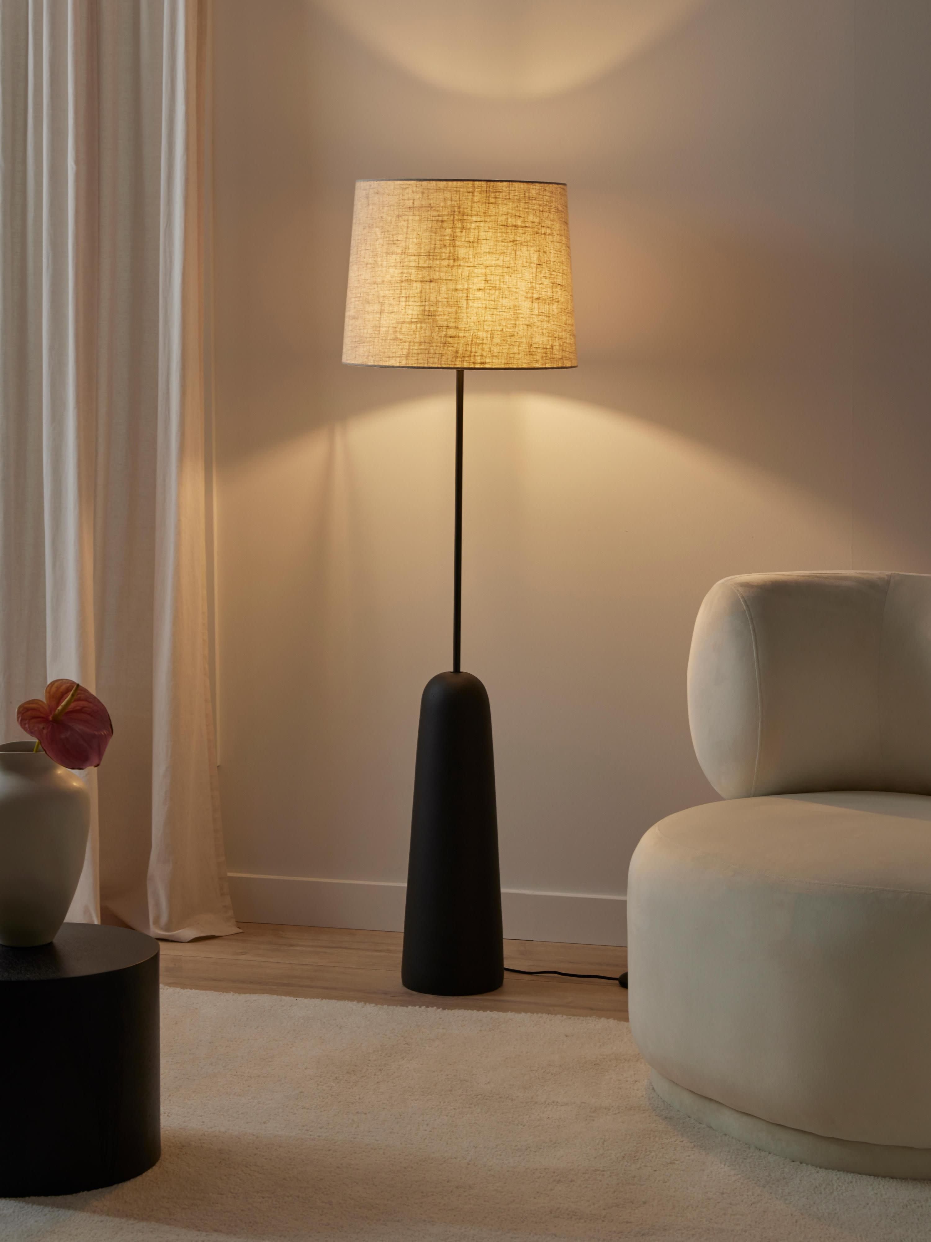 Lampadaire avec pied en béton Braxton - Anthracite, blanc crème