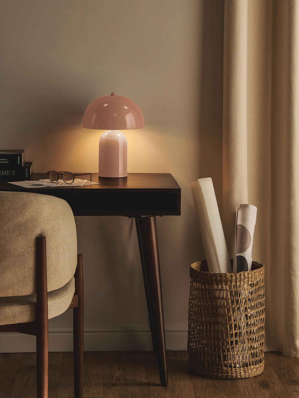 Lampe à poser rétro Elmo - Pêche, haute brillance