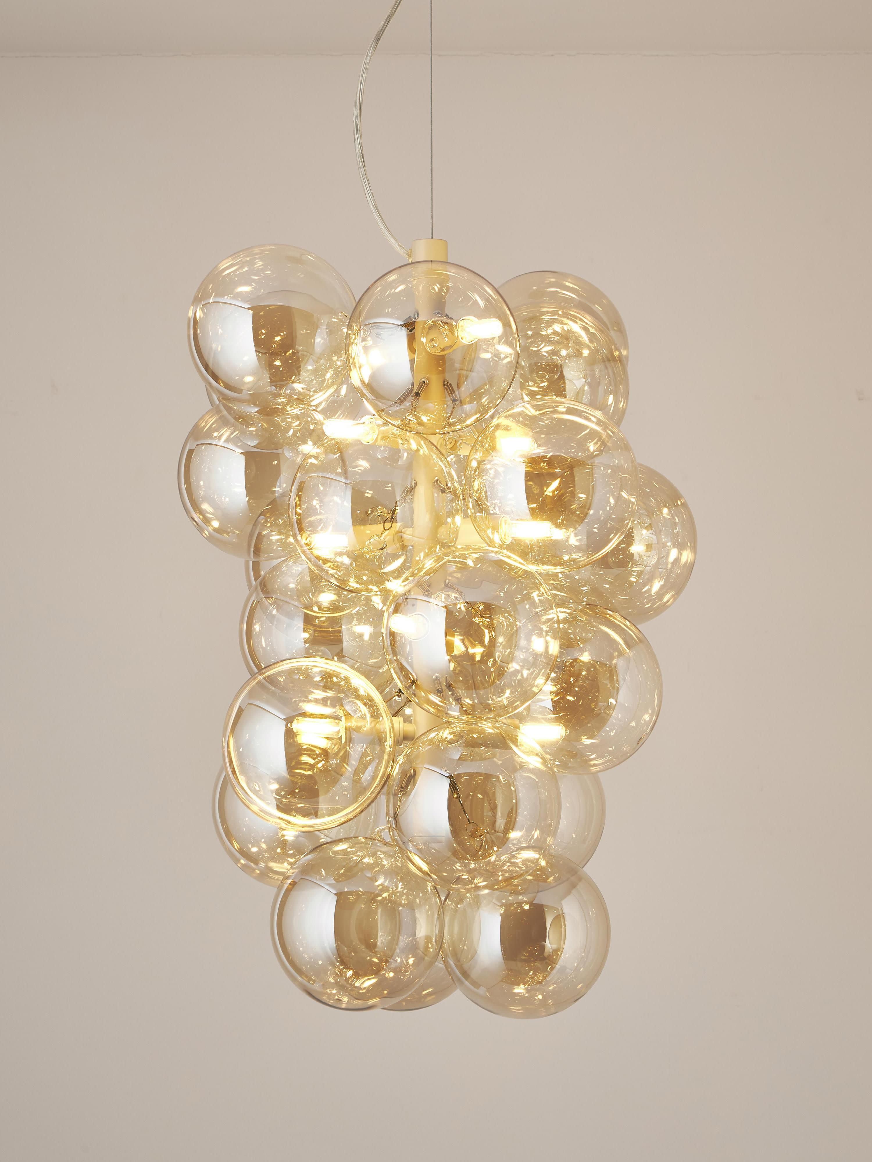 Suspension grappe design en verre Pearce - Doré
