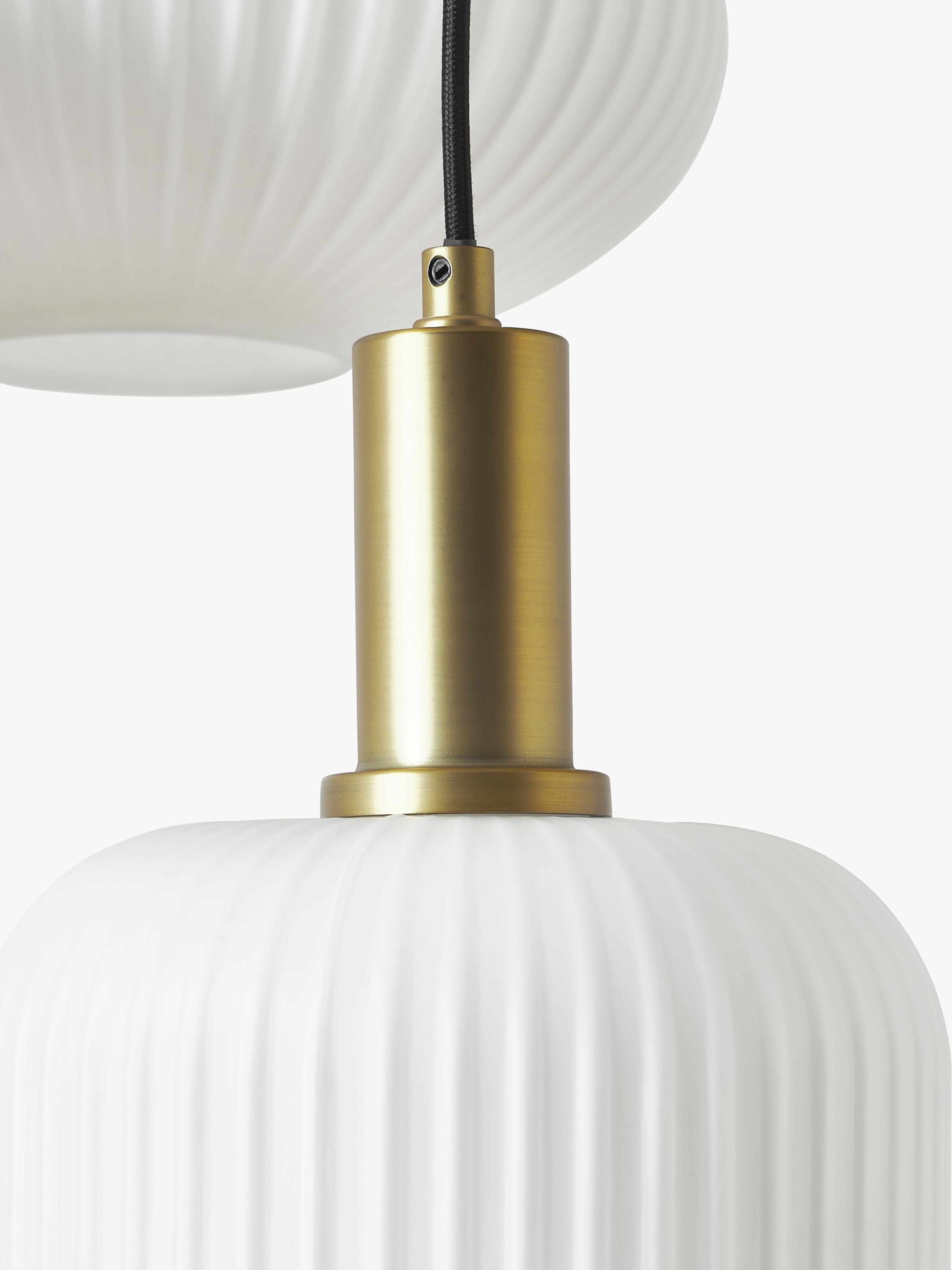 Suspension grappe en verre opalescent Elian - Blanc, doré