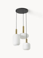 Suspension grappe en verre opalescent Elian - Blanc, doré