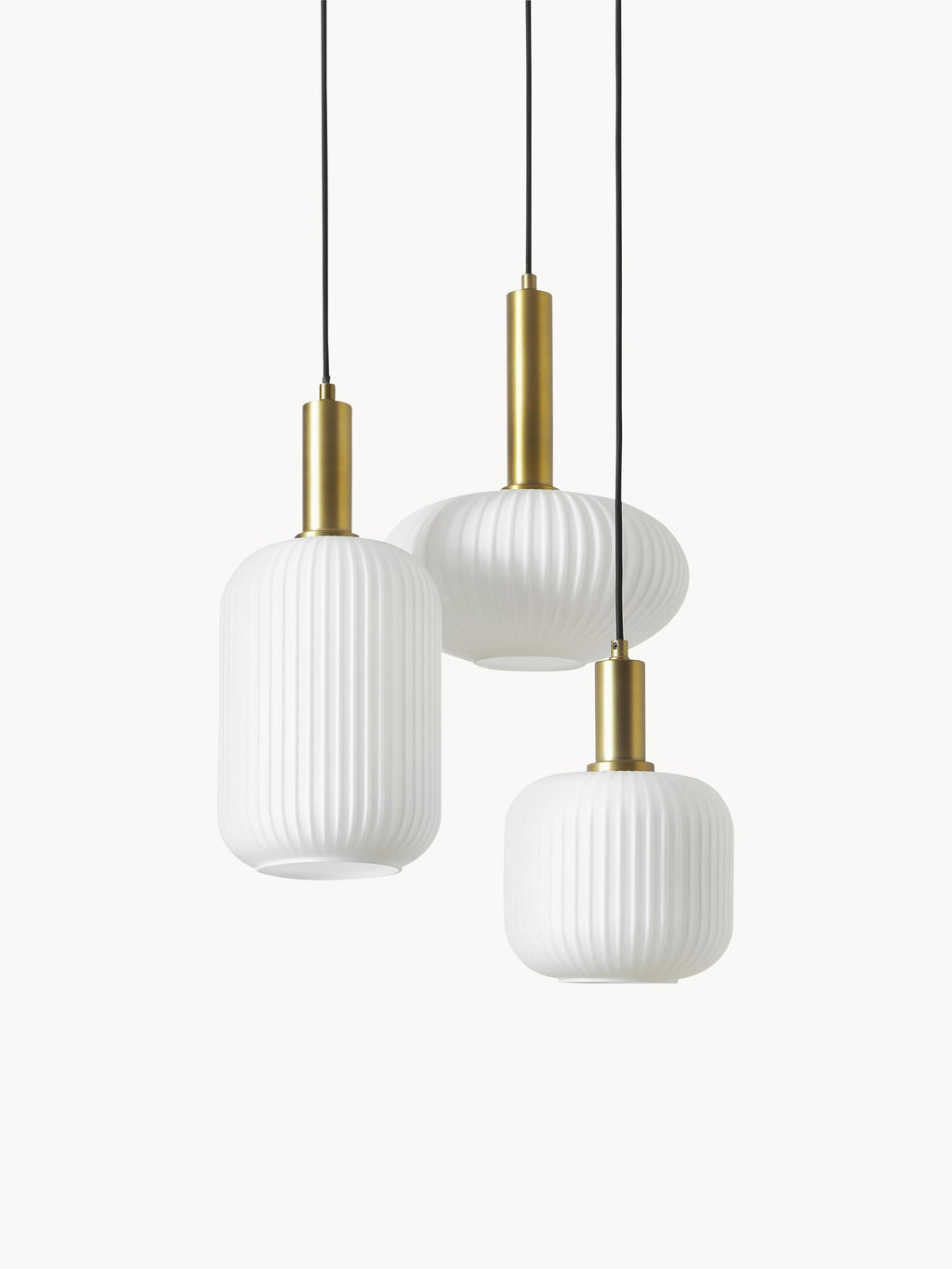 Suspension grappe en verre opalescent Elian - Blanc, doré