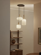 Suspension grappe en verre opalescent Elian - Blanc, doré