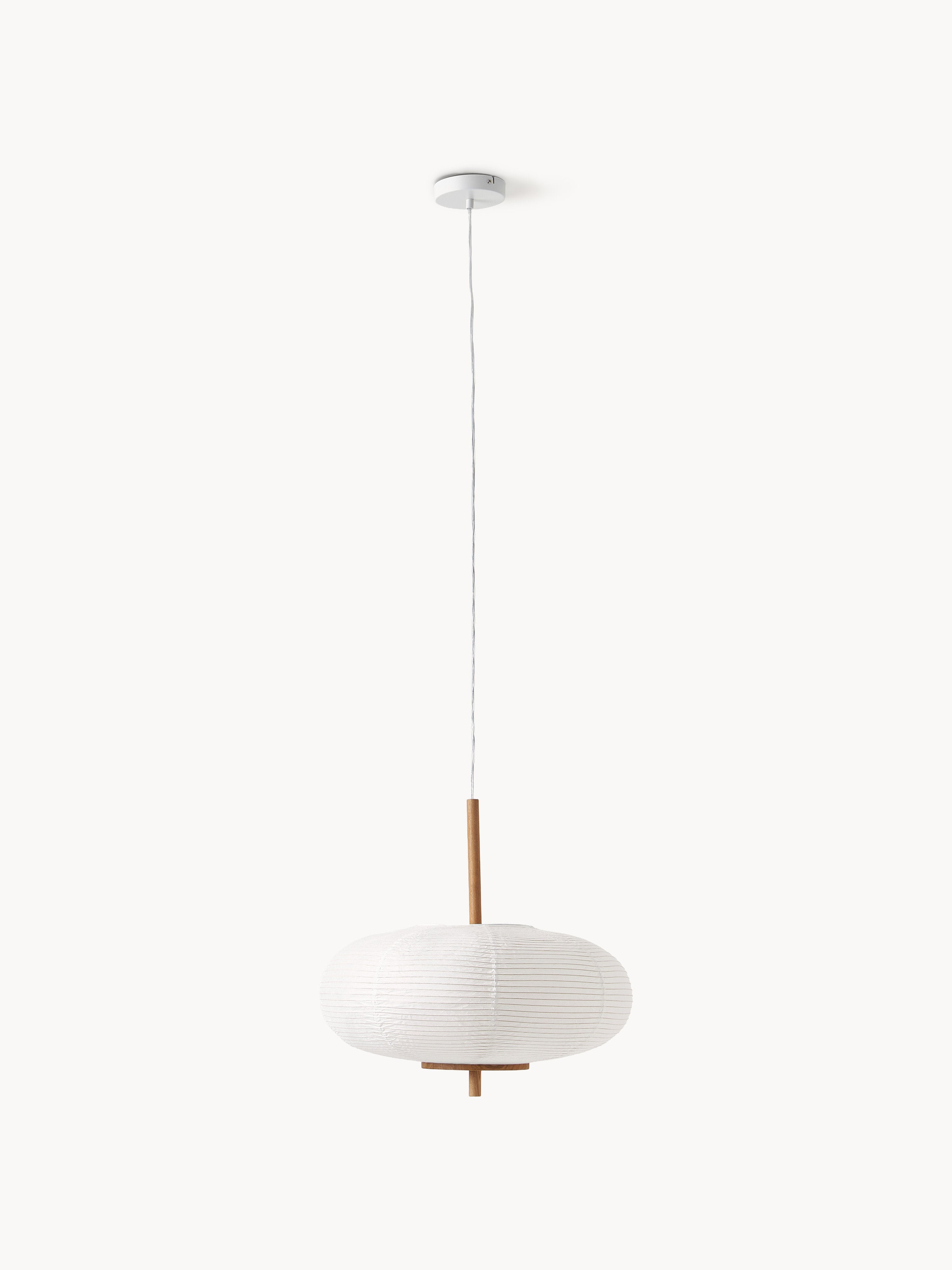 Suspension design en papier de riz Plato - Blanc, bois clair