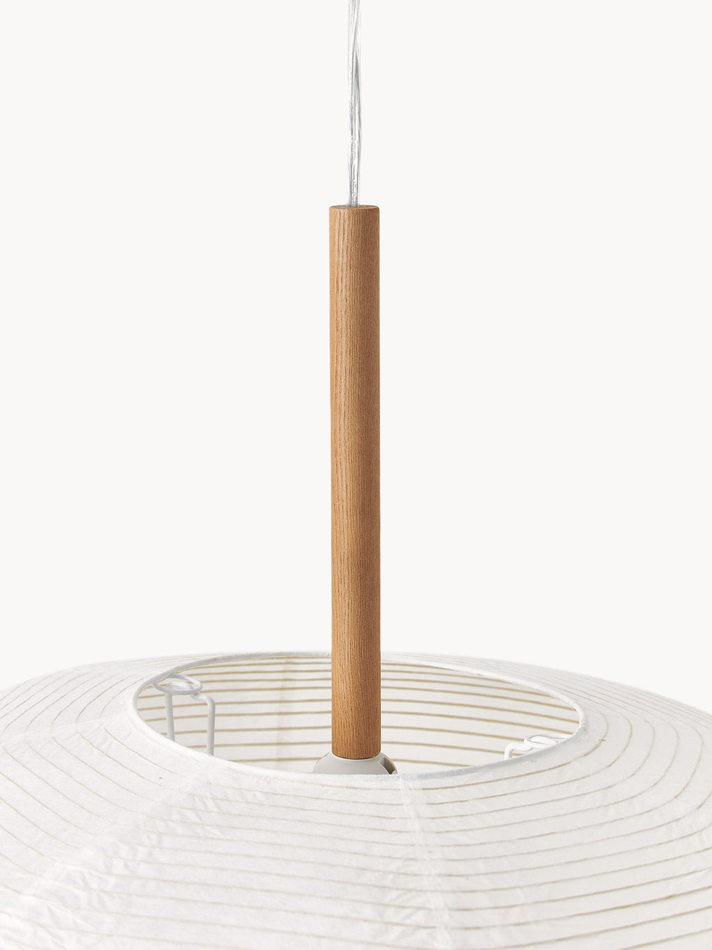 Suspension design en papier de riz Plato - Blanc, bois clair