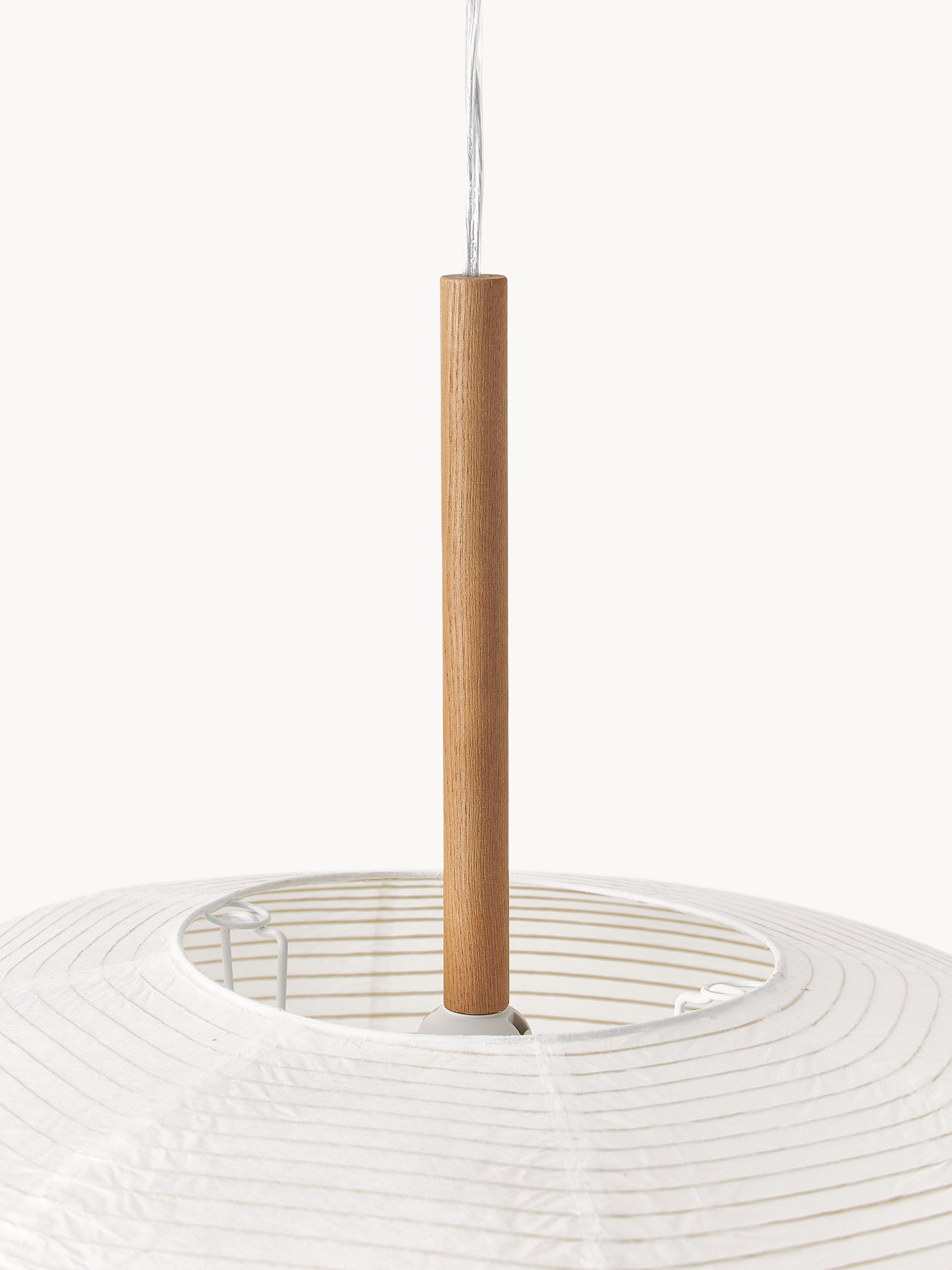 Suspension design en papier de riz Plato - Blanc, bois clair
