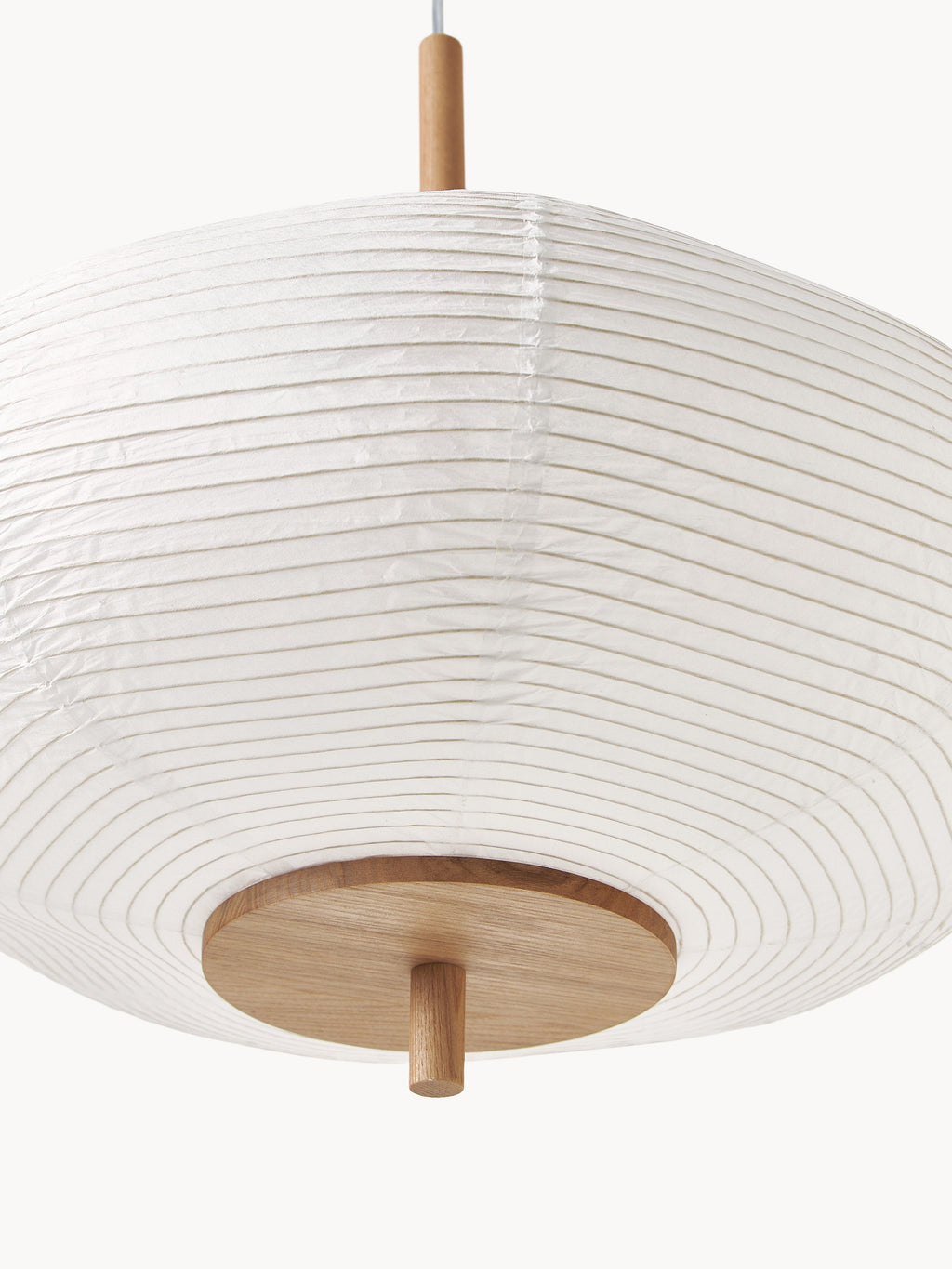 Suspension design en papier de riz Plato - Blanc, bois clair