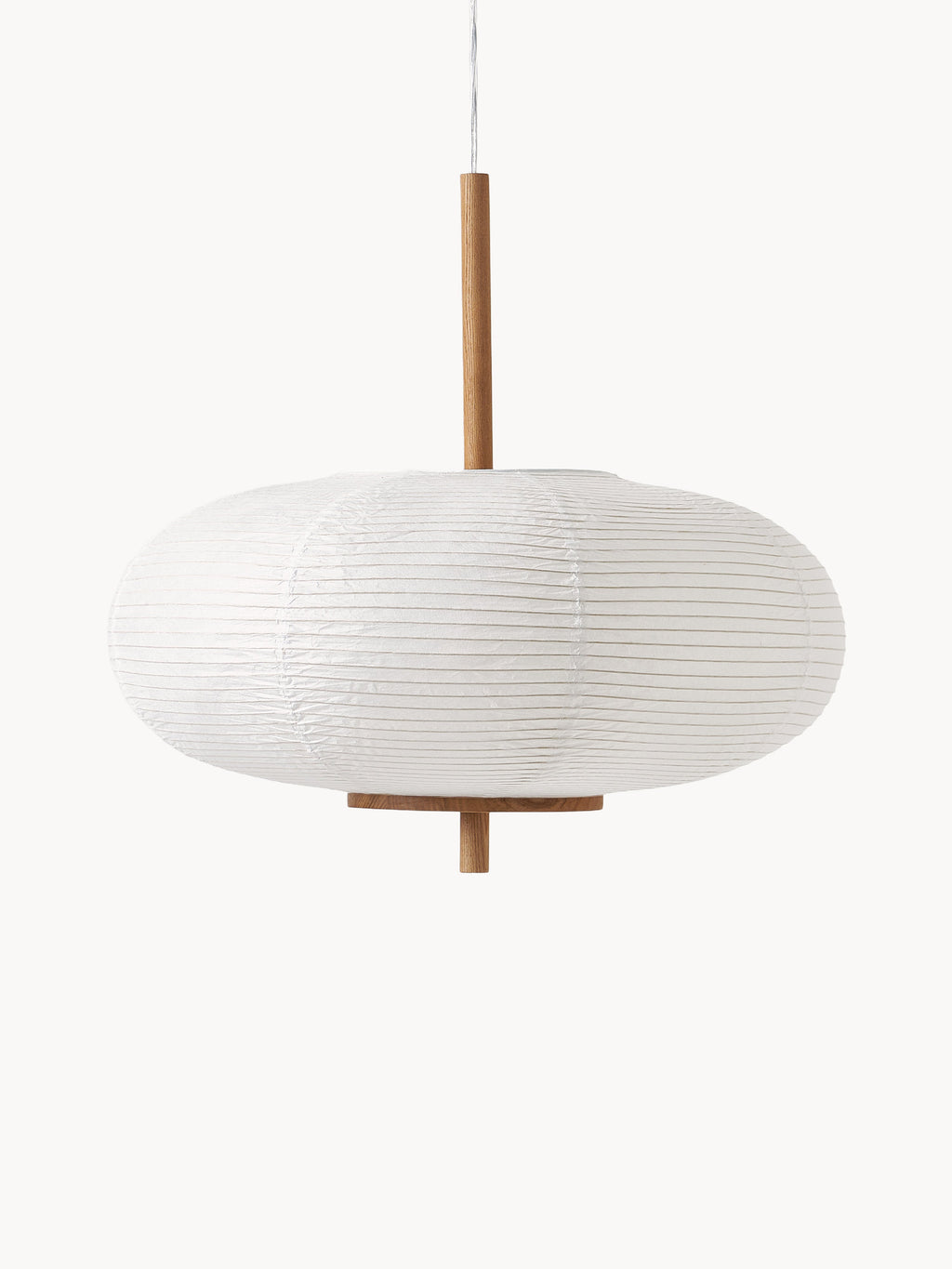 Suspension design en papier de riz Plato - Blanc, bois clair