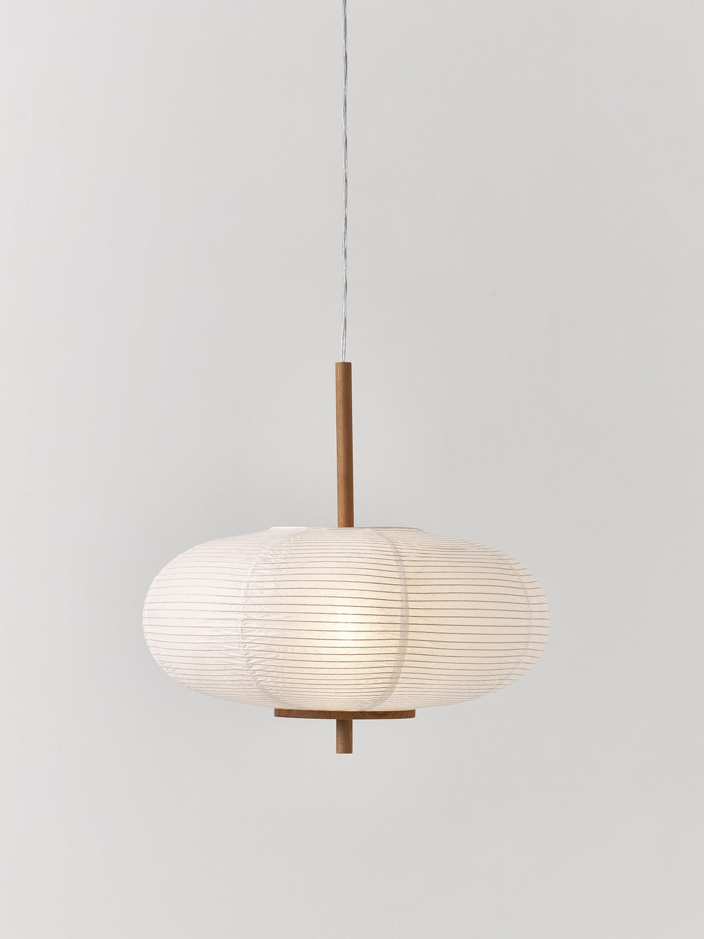 Suspension design en papier de riz Plato - Blanc, bois clair