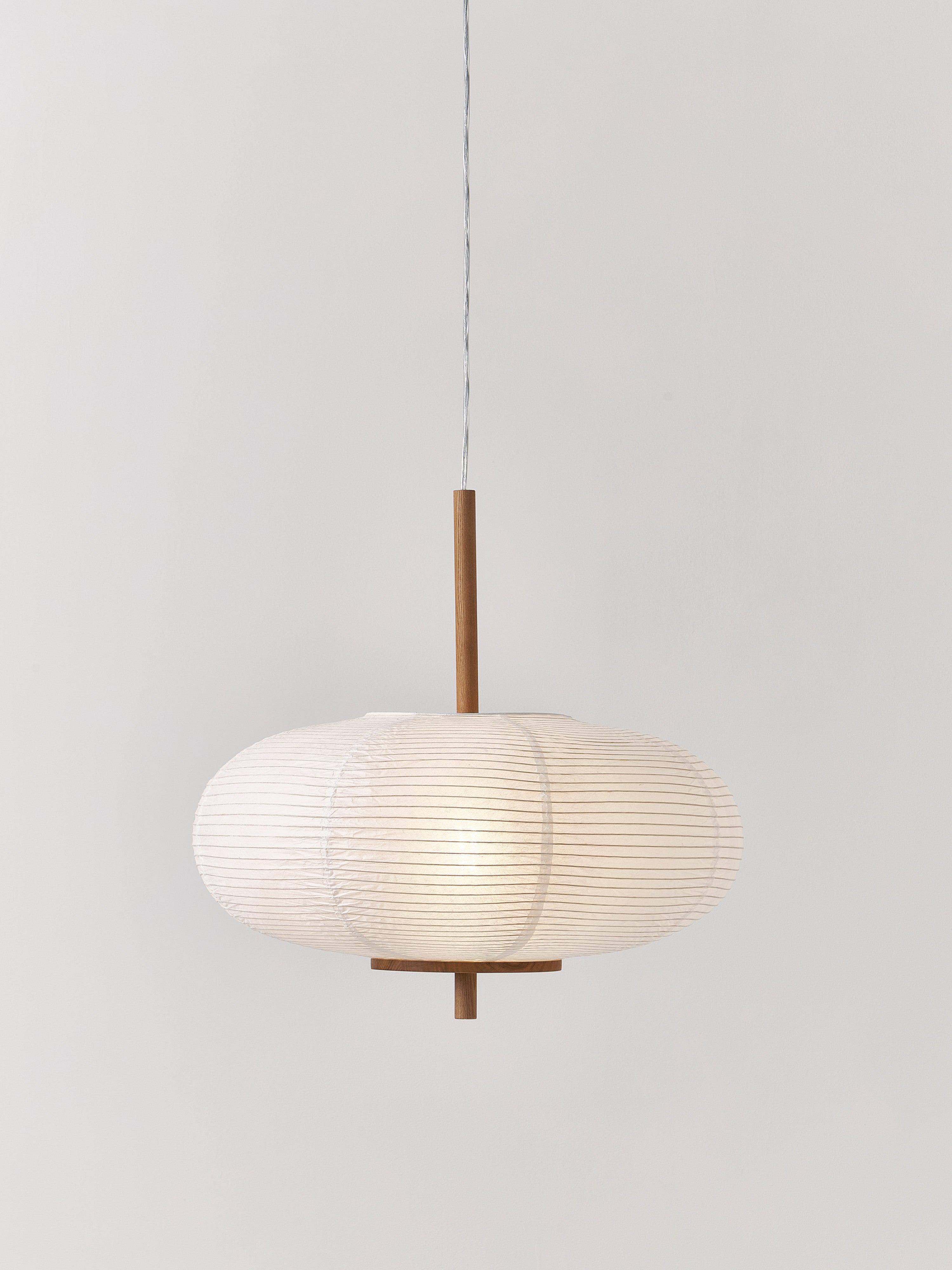 Suspension design en papier de riz Plato - Blanc, bois clair