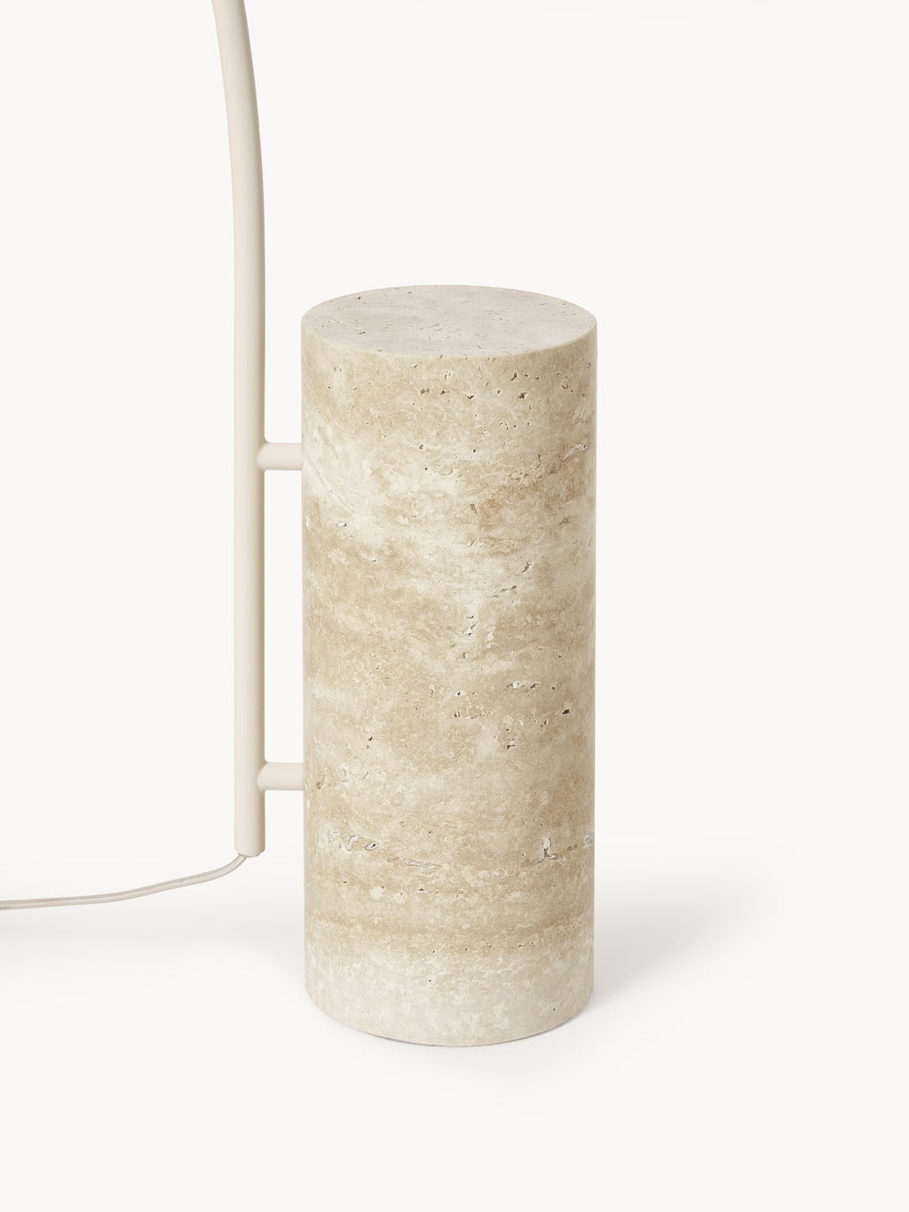 Lampadaire arc avec pied en travertin Birk - Beige, travertin