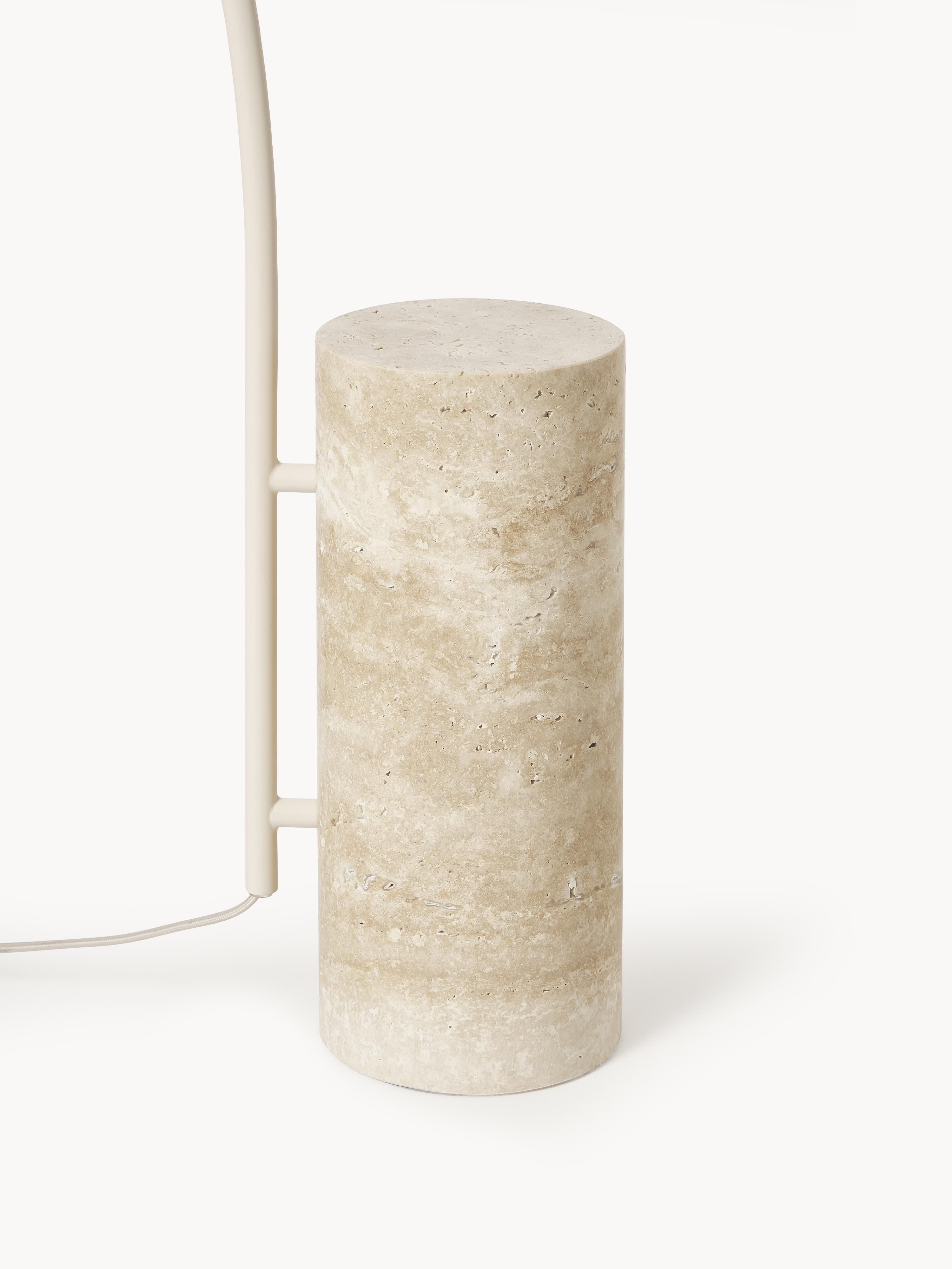 Lampadaire arc avec pied en travertin Birk - Beige, travertin