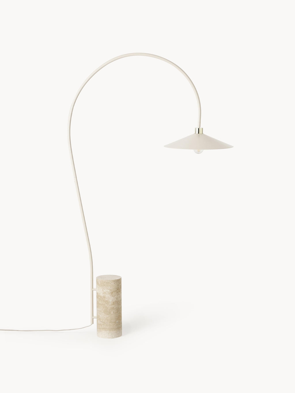 Lampadaire arc avec pied en travertin Birk - Beige, travertin