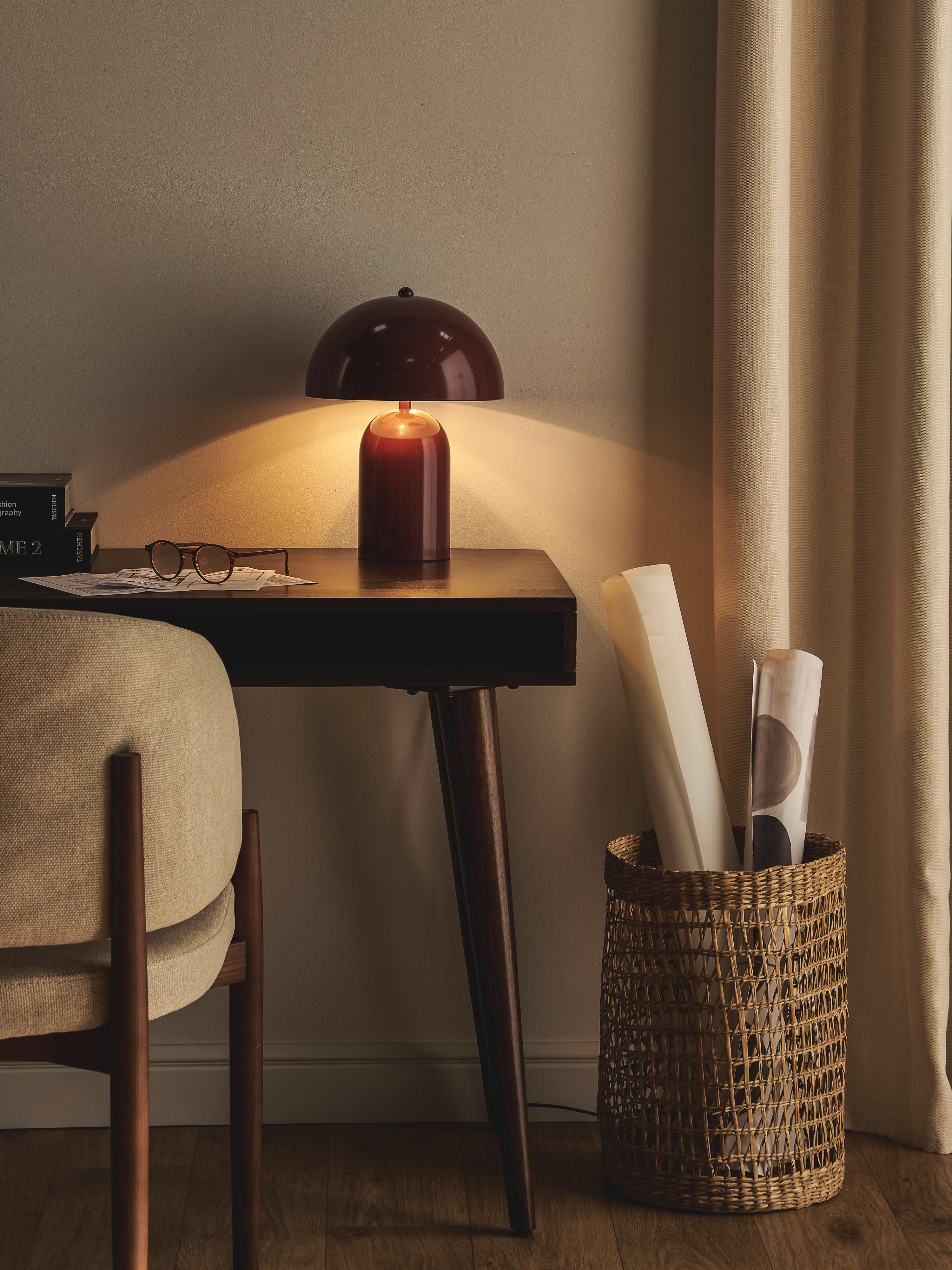 Lampe à poser rétro Elmo - Lie de vin, haute brillance