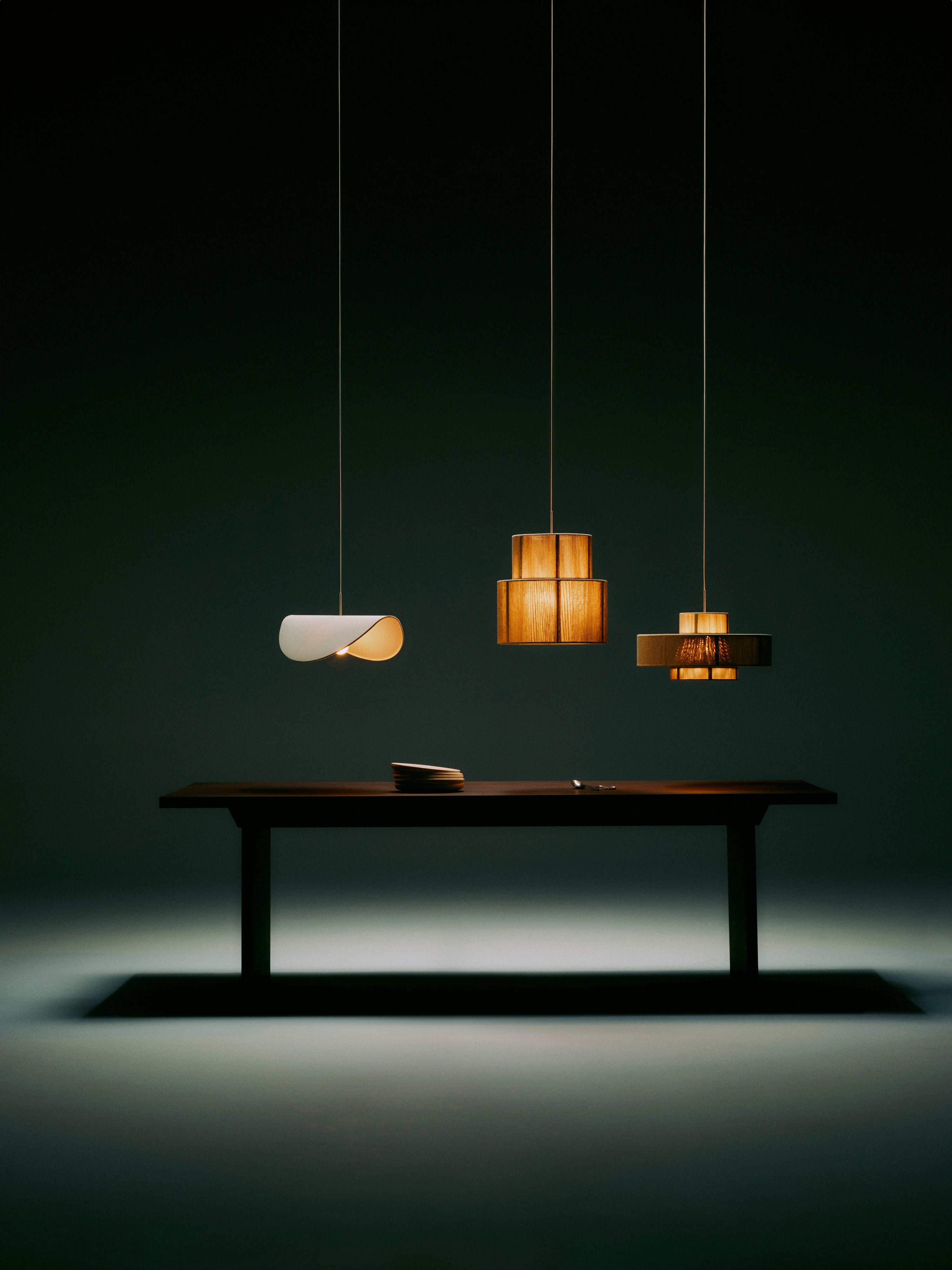 Grande suspension en fils de lin Matias - Beige