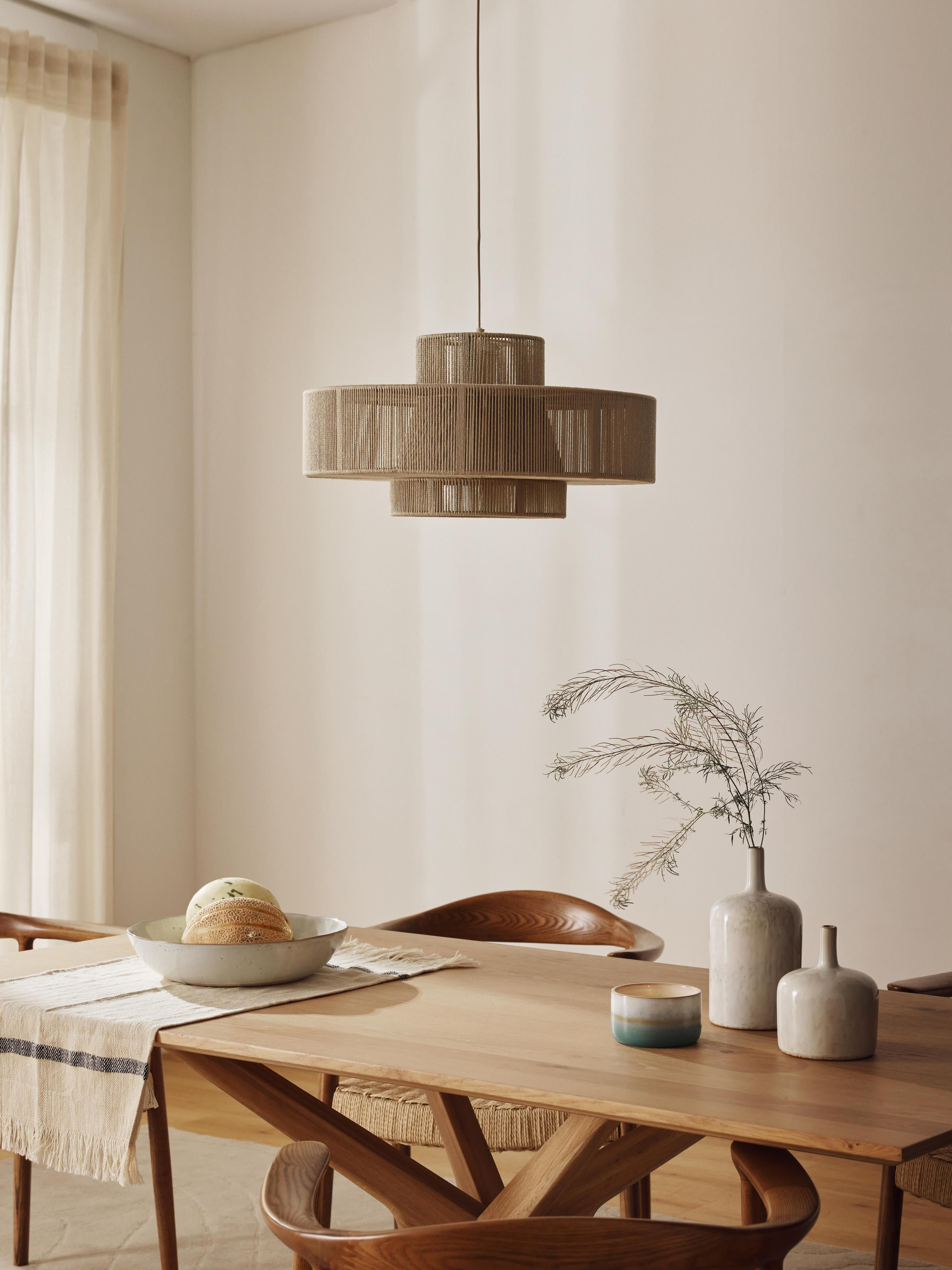Grande suspension en fils de lin Matias - Beige