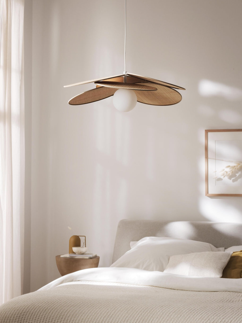 Suspension en fibres naturelles Arto - Beige, blanc