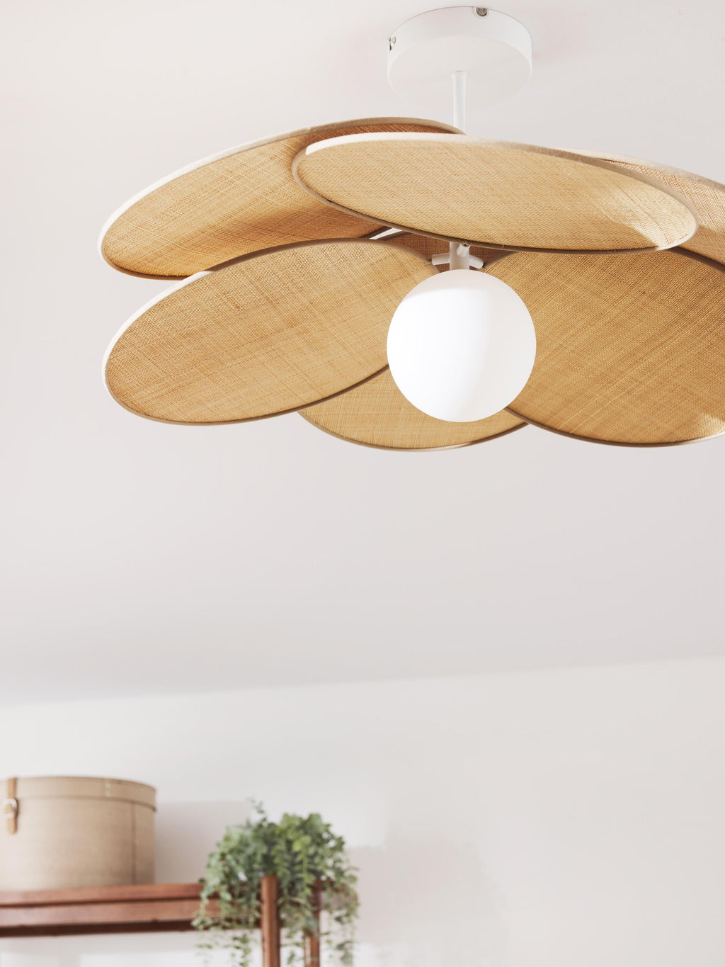 Plafonnier en fibres naturelles Arto - Beige, blanc