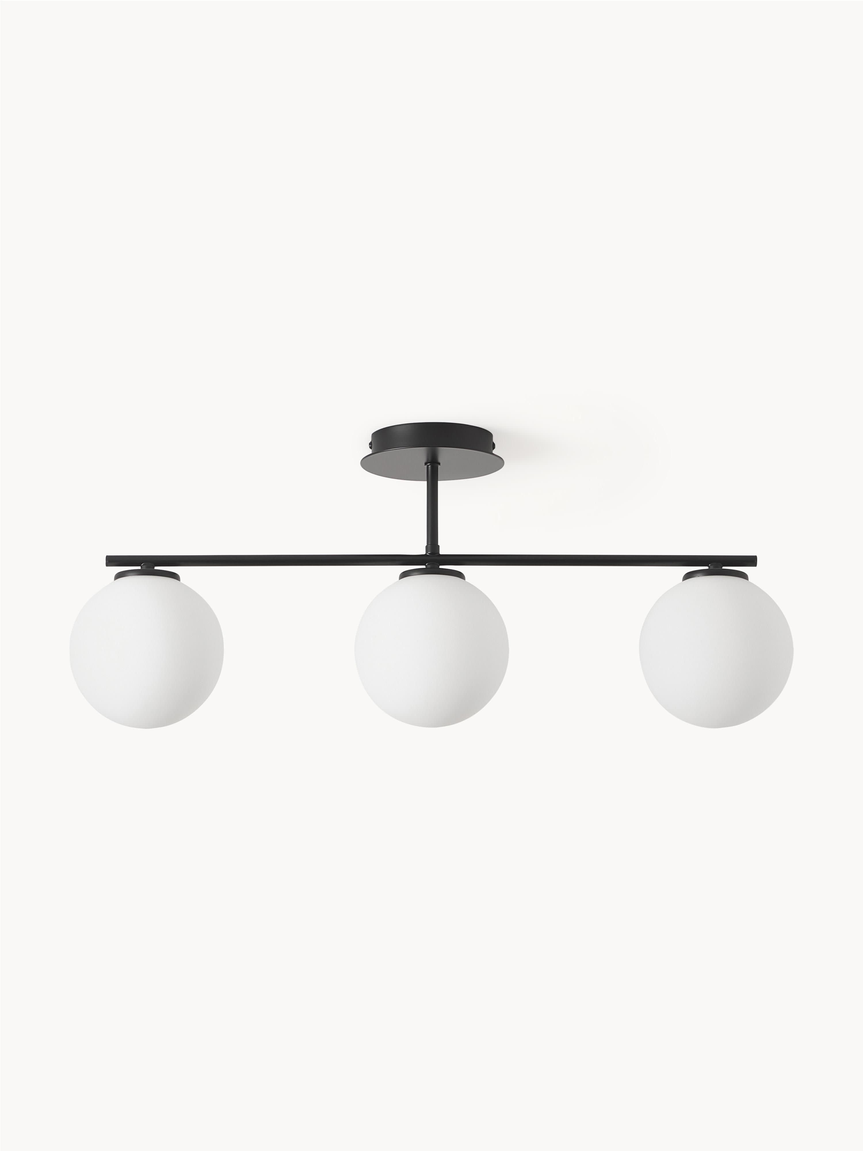 Plafonnier en verre opalescent Niilo - Blanc, noir