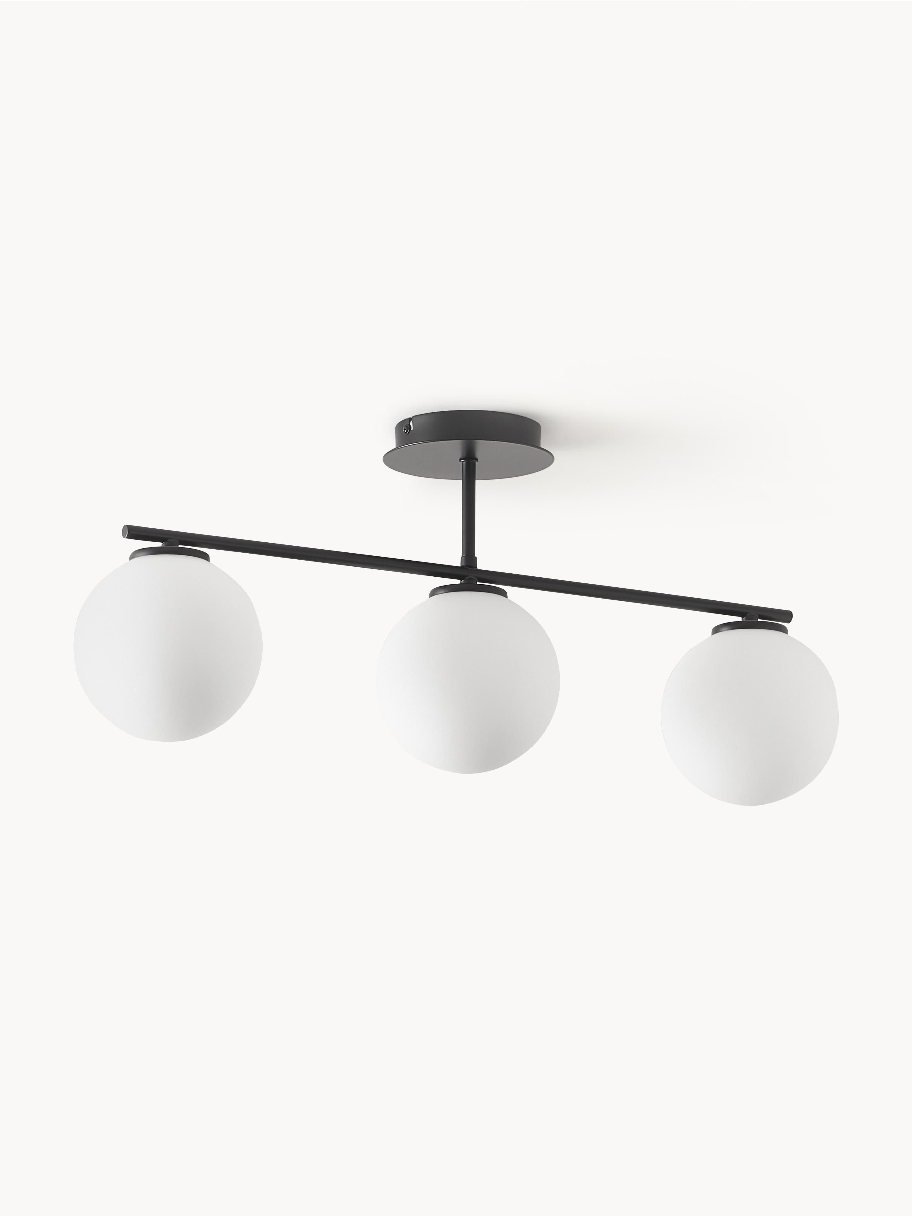 Plafonnier en verre opalescent Niilo - Blanc, noir