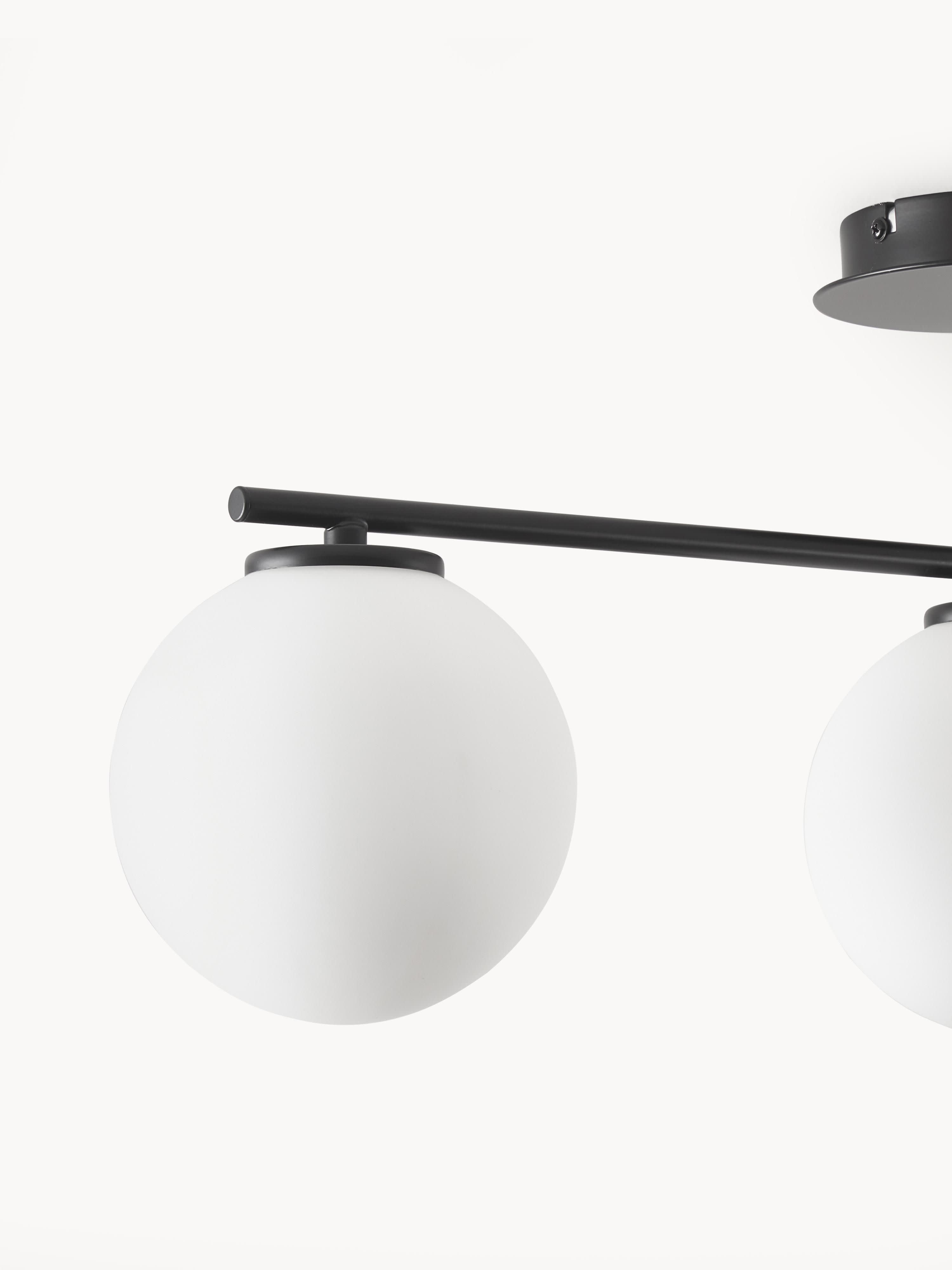 Plafonnier en verre opalescent Niilo - Blanc, noir