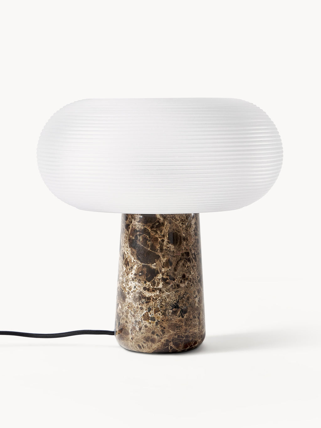 Lampe à poser avec pied en marbre Ashby - Blanc, brun foncé, marbré