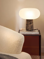 Lampe à poser avec pied en marbre Ashby - Blanc, brun foncé, marbré
