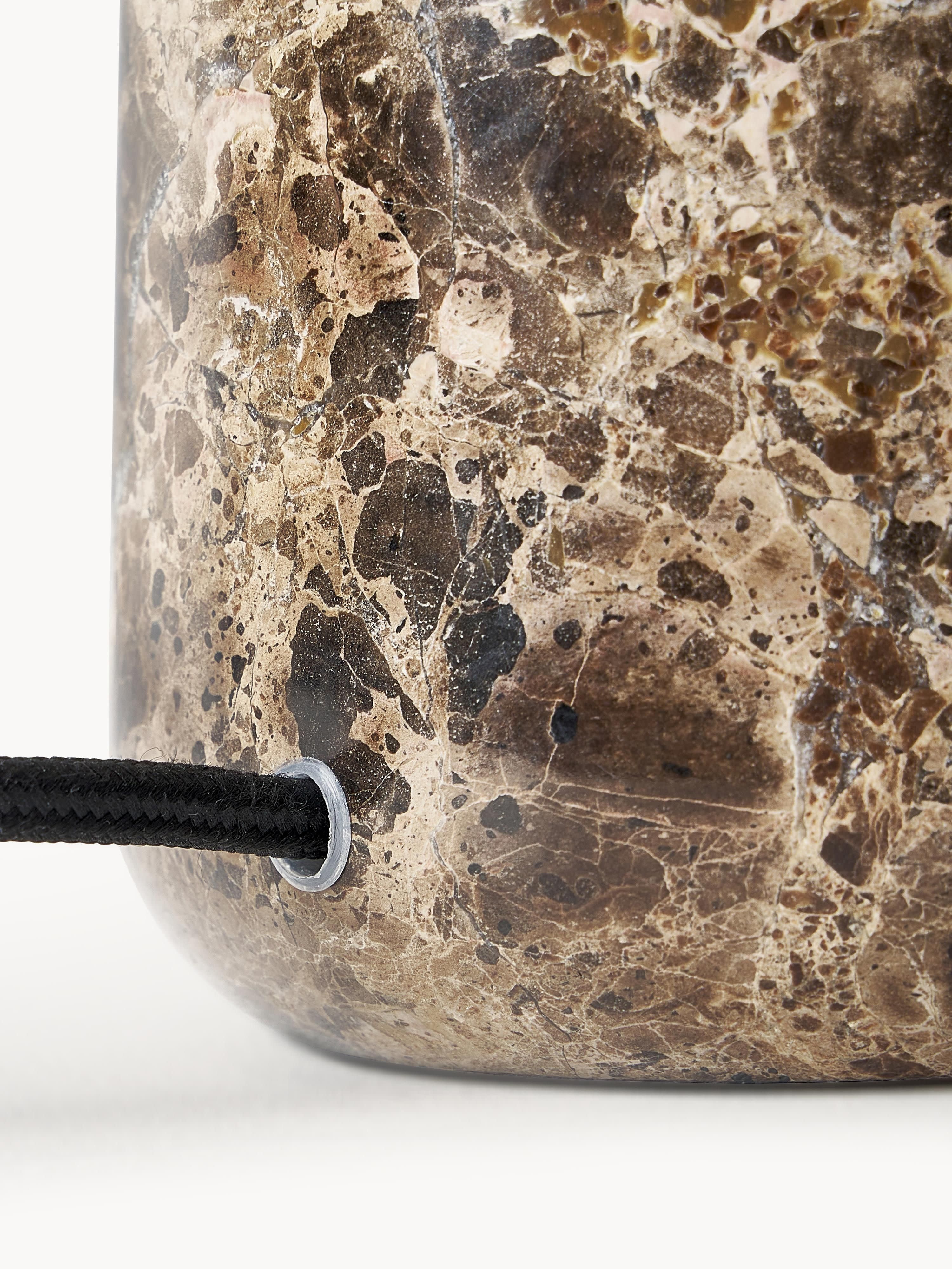 Lampe à poser avec pied en marbre Ashby - Blanc, brun foncé, marbré