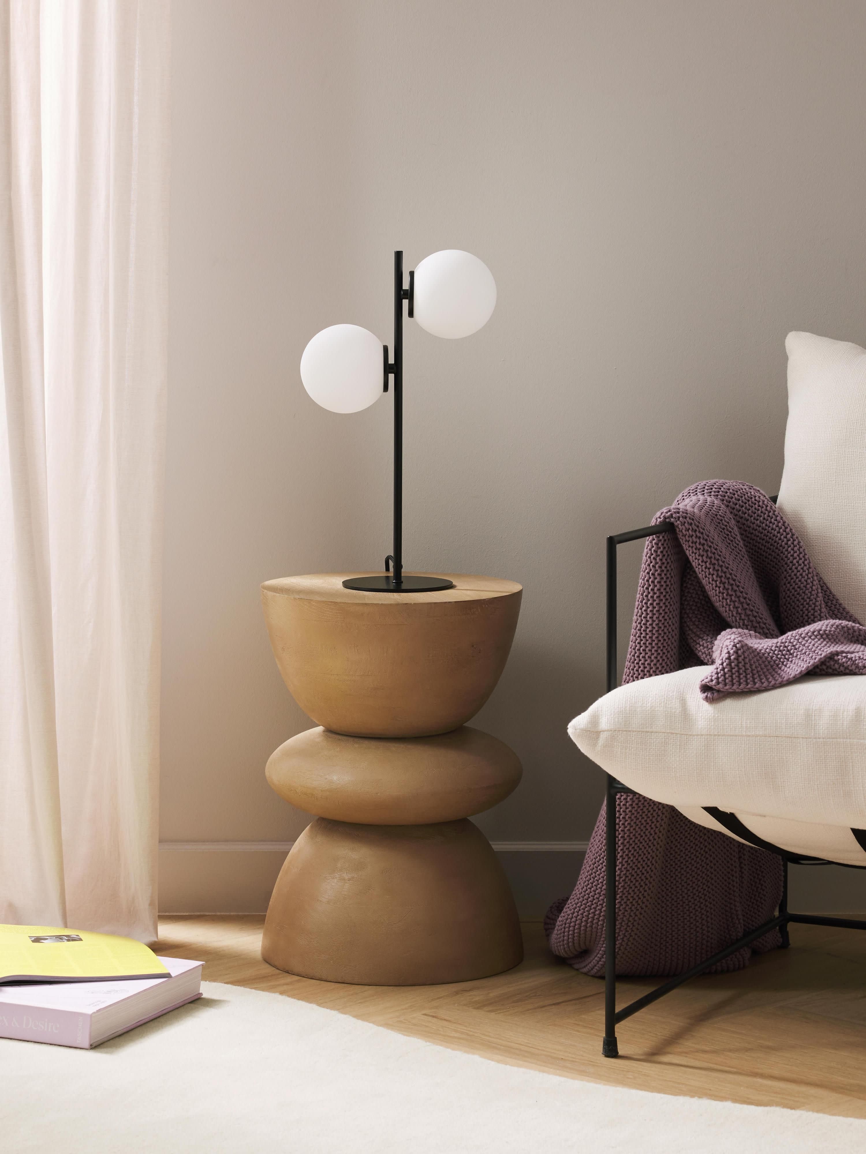 Lampe à poser en verre opalescent Niilo - Blanc, noir