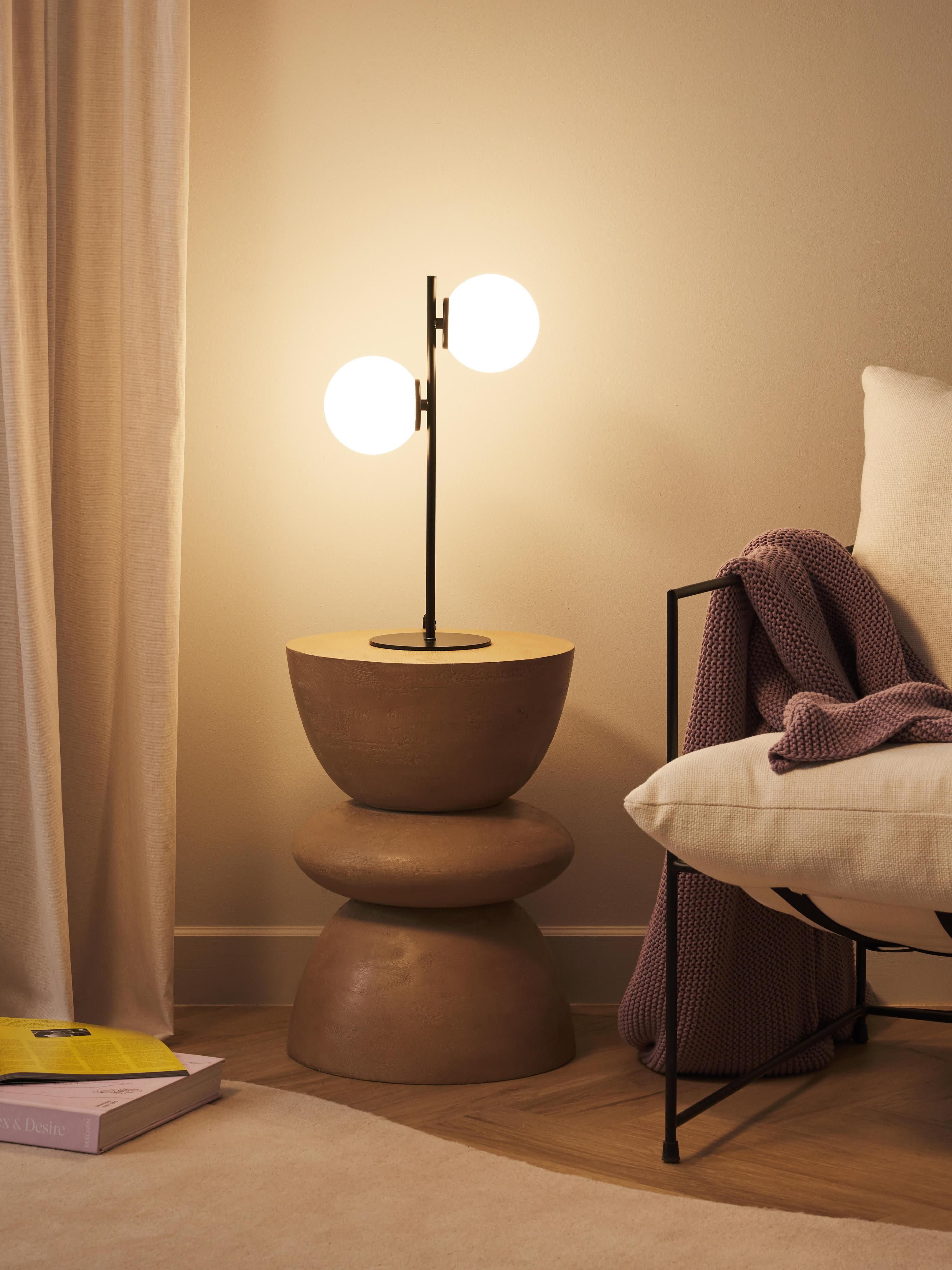 Lampe à poser en verre opalescent Niilo - Blanc, noir