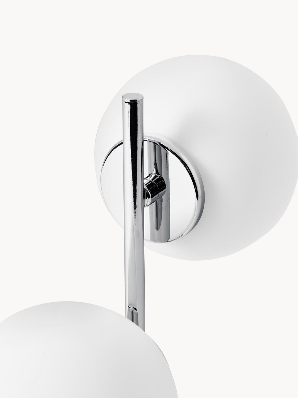 Lampe à poser en verre opalescent Niilo - Blanc, gris chrome