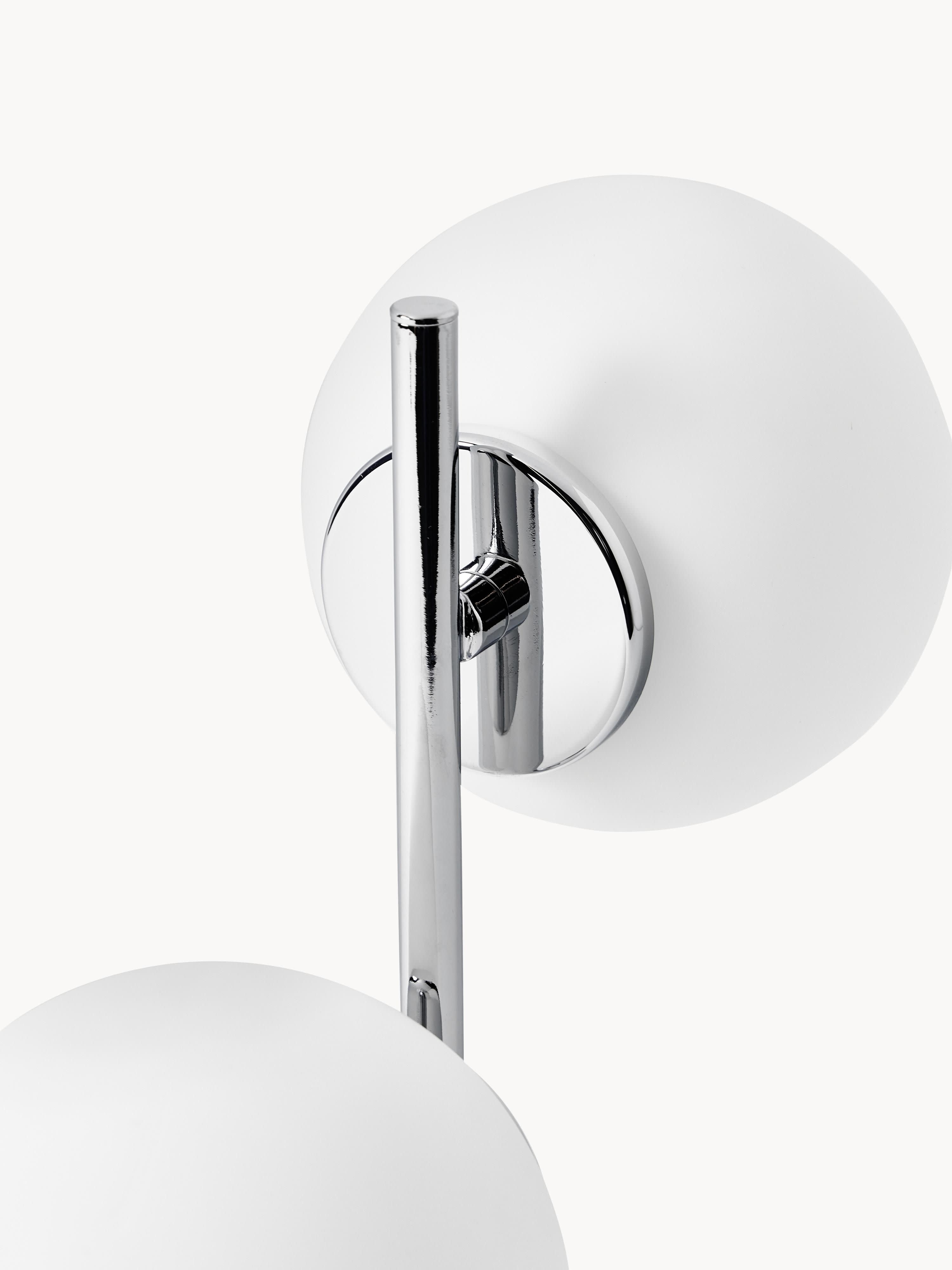 Lampe à poser en verre opalescent Niilo - Blanc, gris chrome