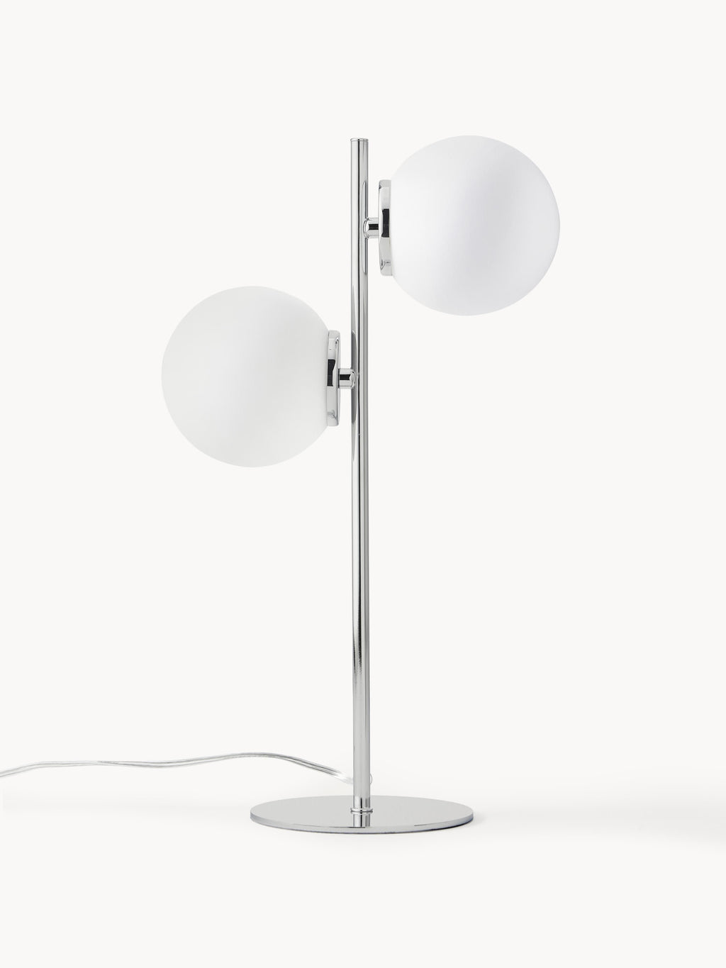 Lampe à poser en verre opalescent Niilo - Blanc, gris chrome