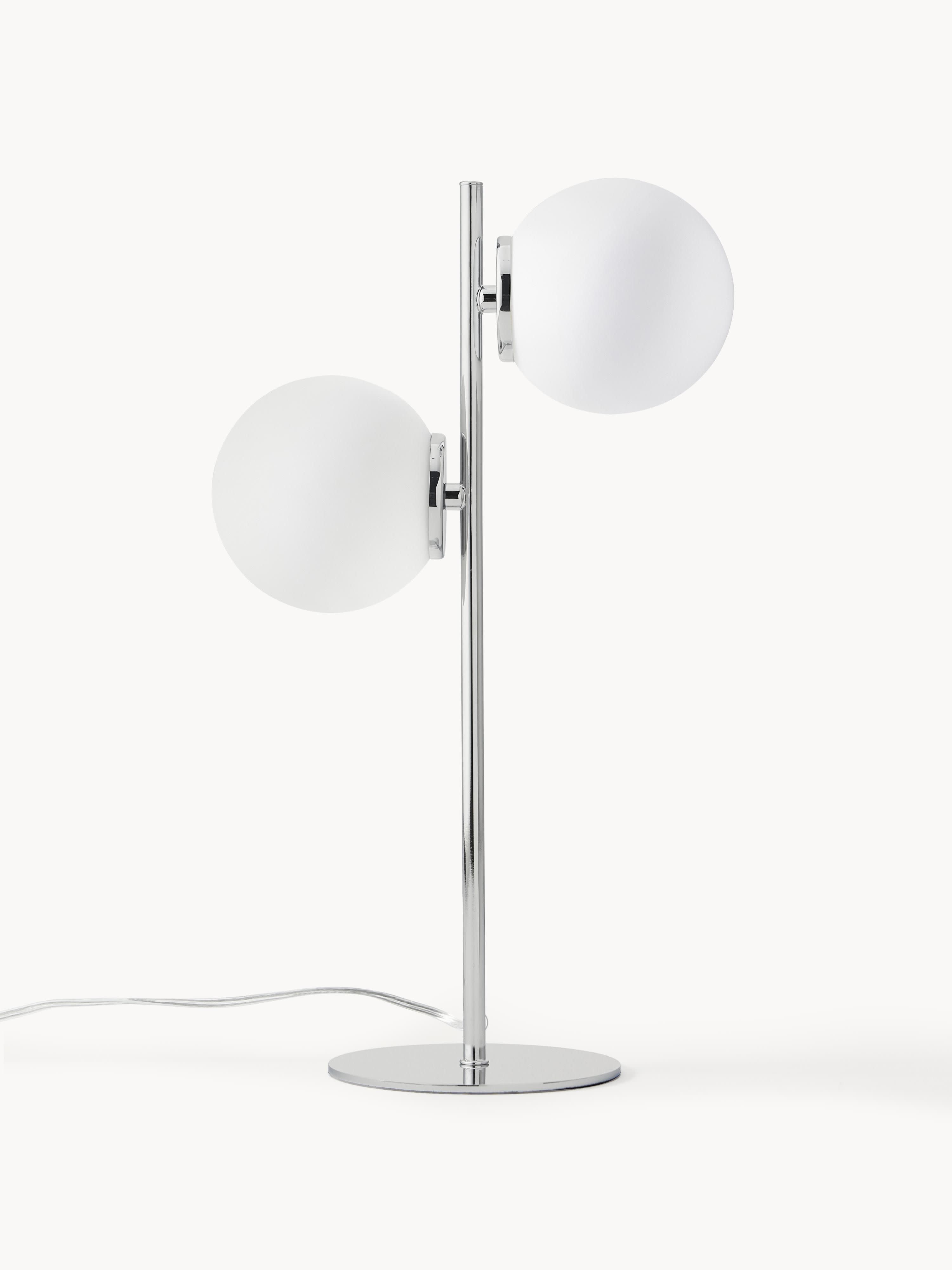 Lampe à poser en verre opalescent Niilo - Blanc, gris chrome