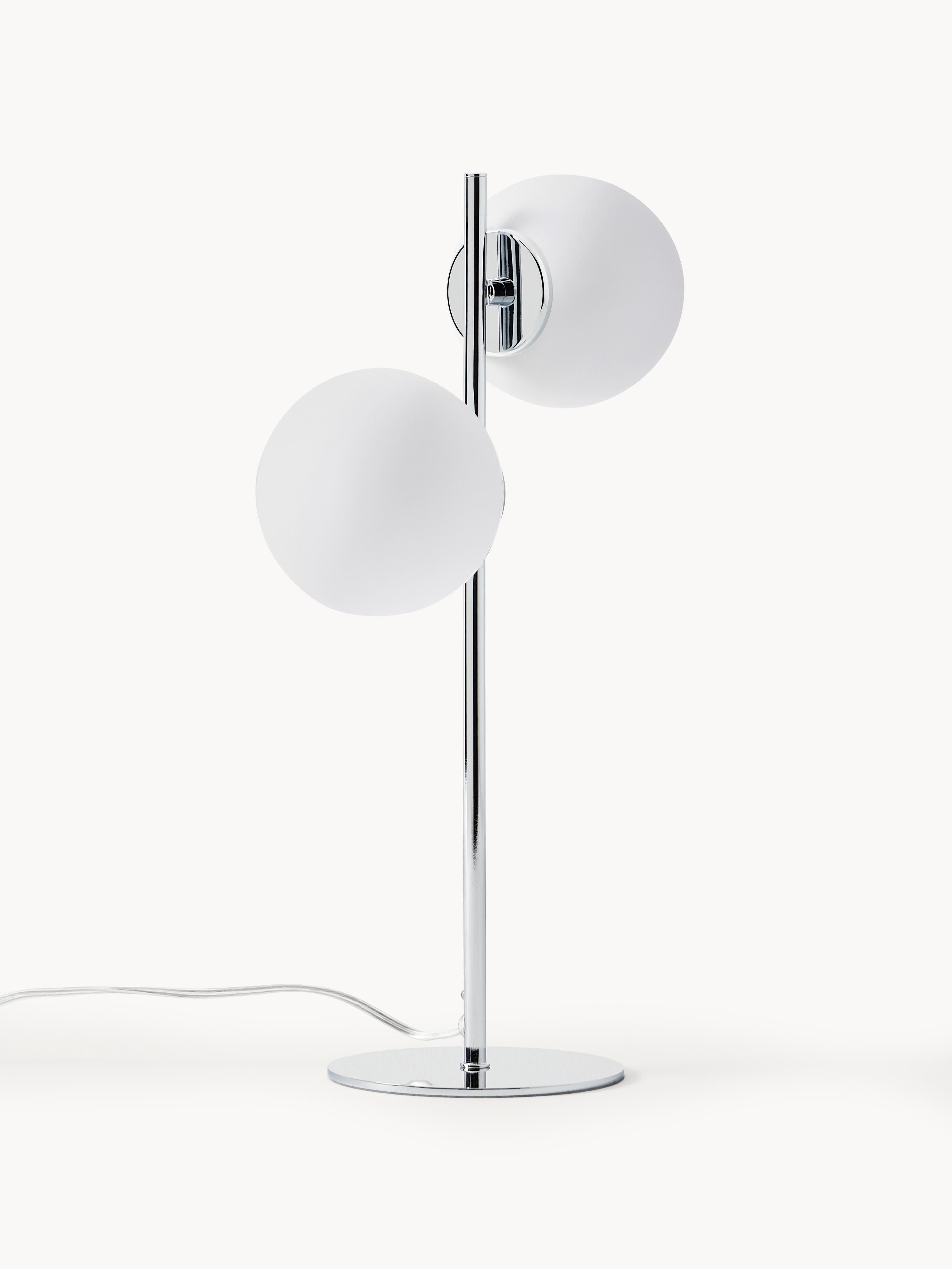 Lampe à poser en verre opalescent Niilo - Blanc, gris chrome