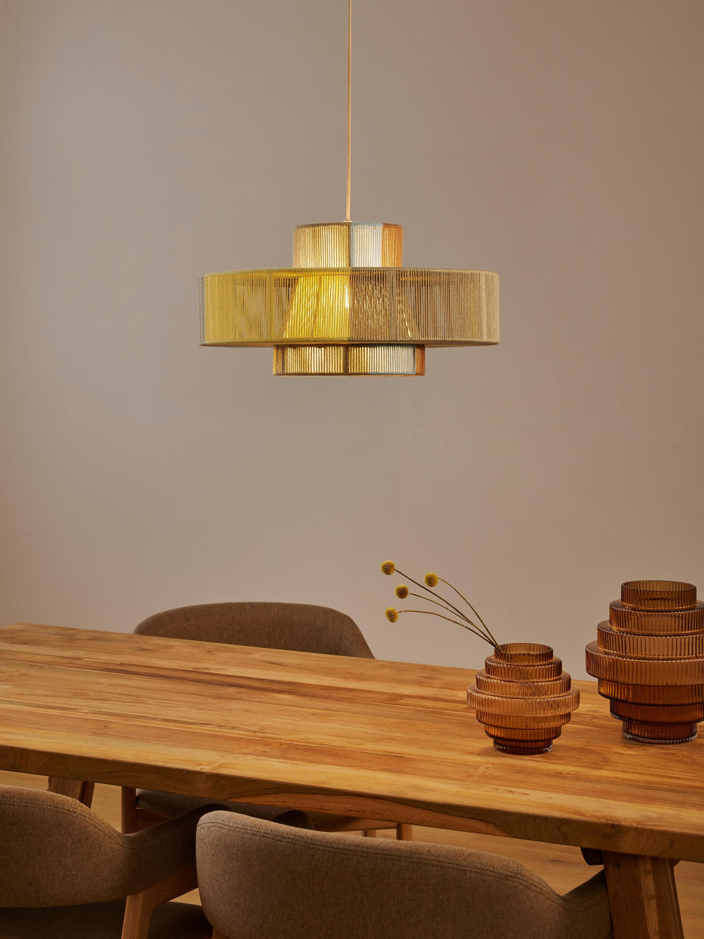 Grande suspension en fils de lin Matias - Multicolore