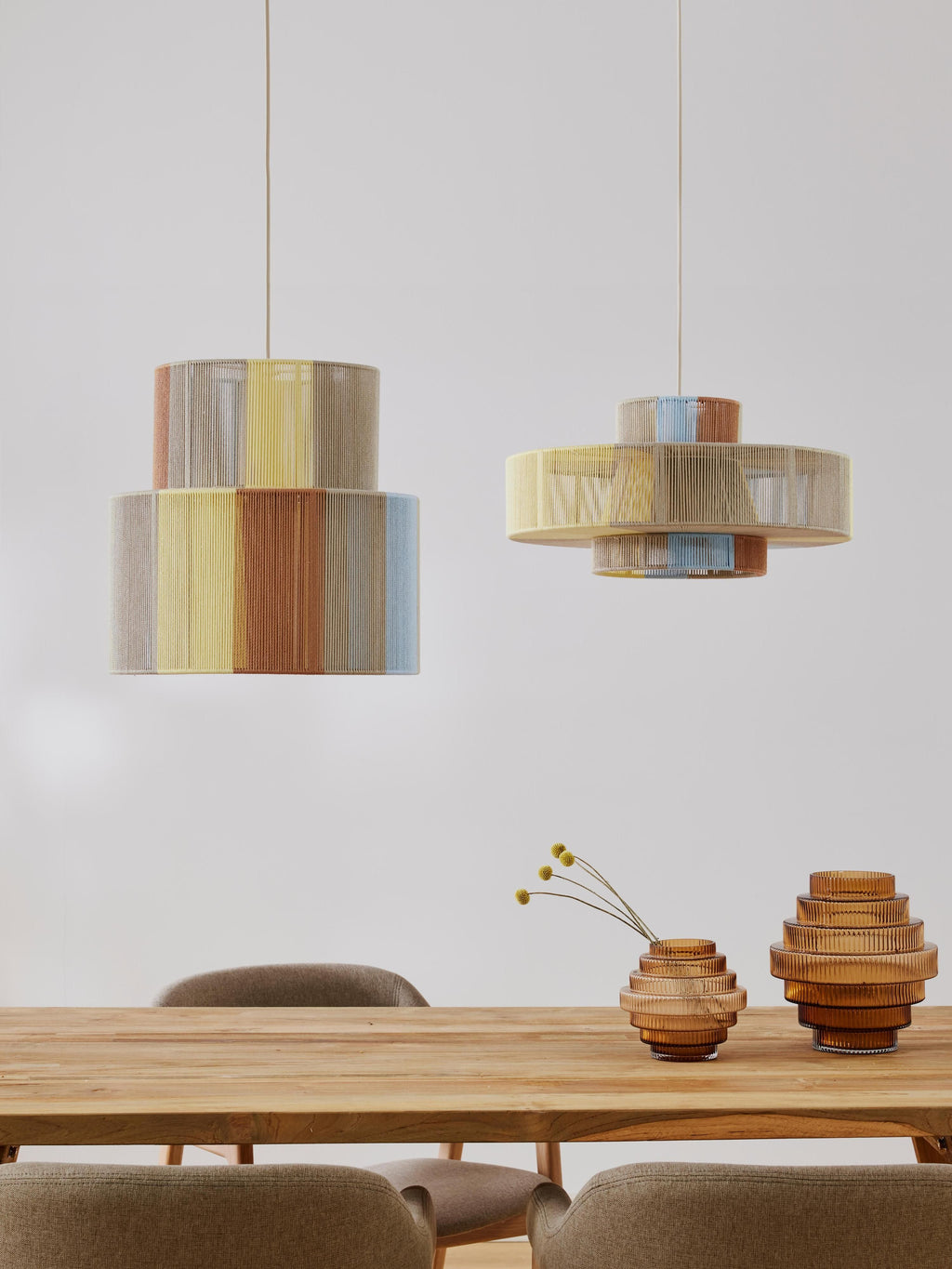 Grande suspension en fils de lin Matias - Multicolore