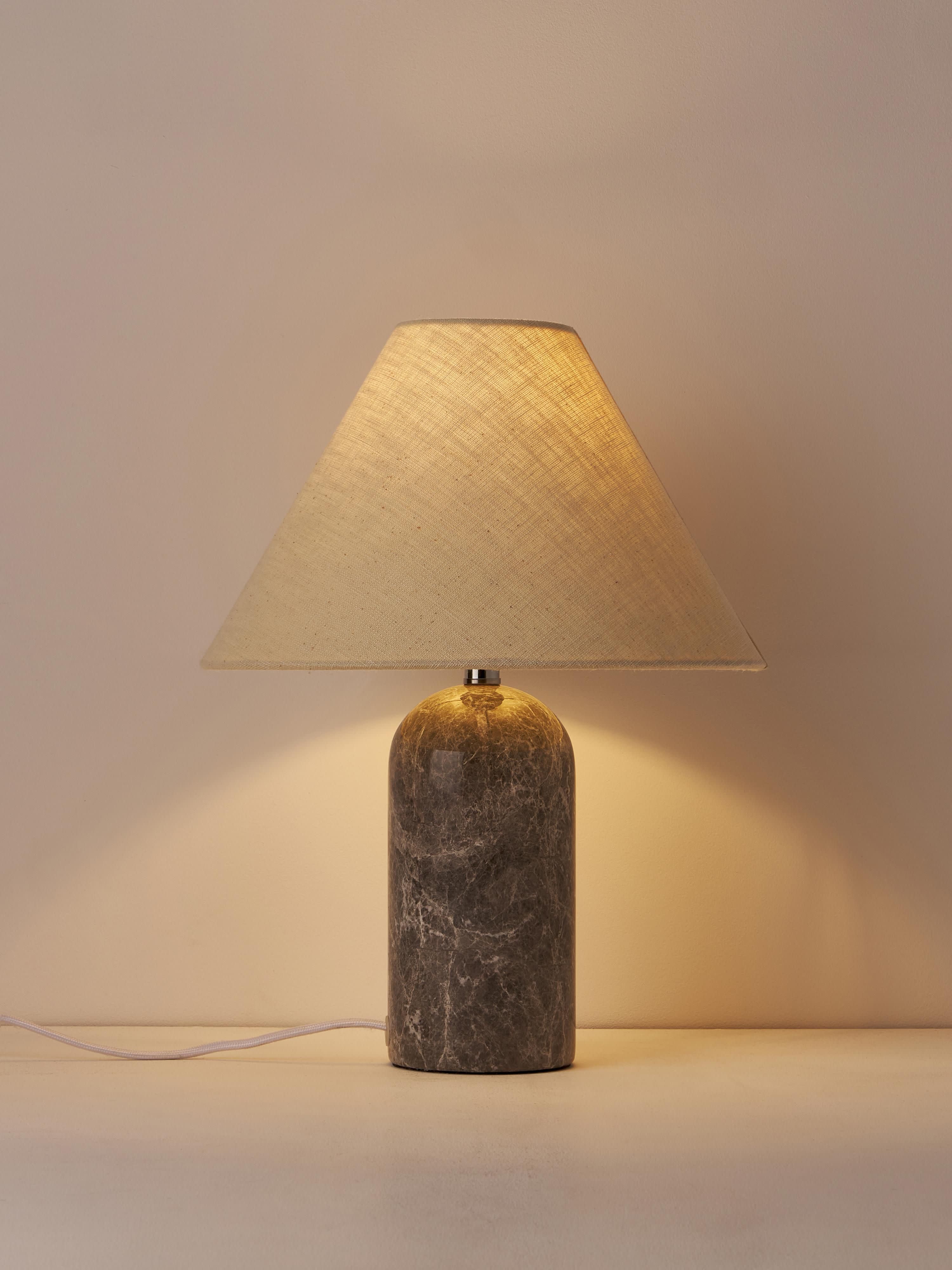 Lampe à poser avec pied en marbre Baldvin - Beige, gris, marbré