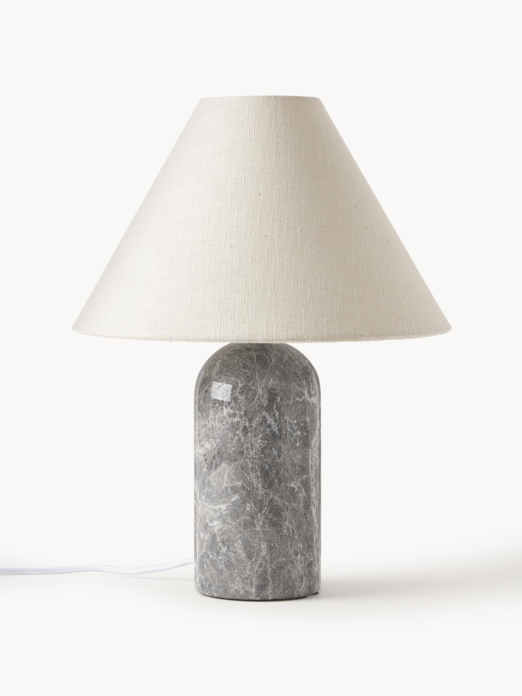 Lampe à poser avec pied en marbre Baldvin - Beige, gris, marbré